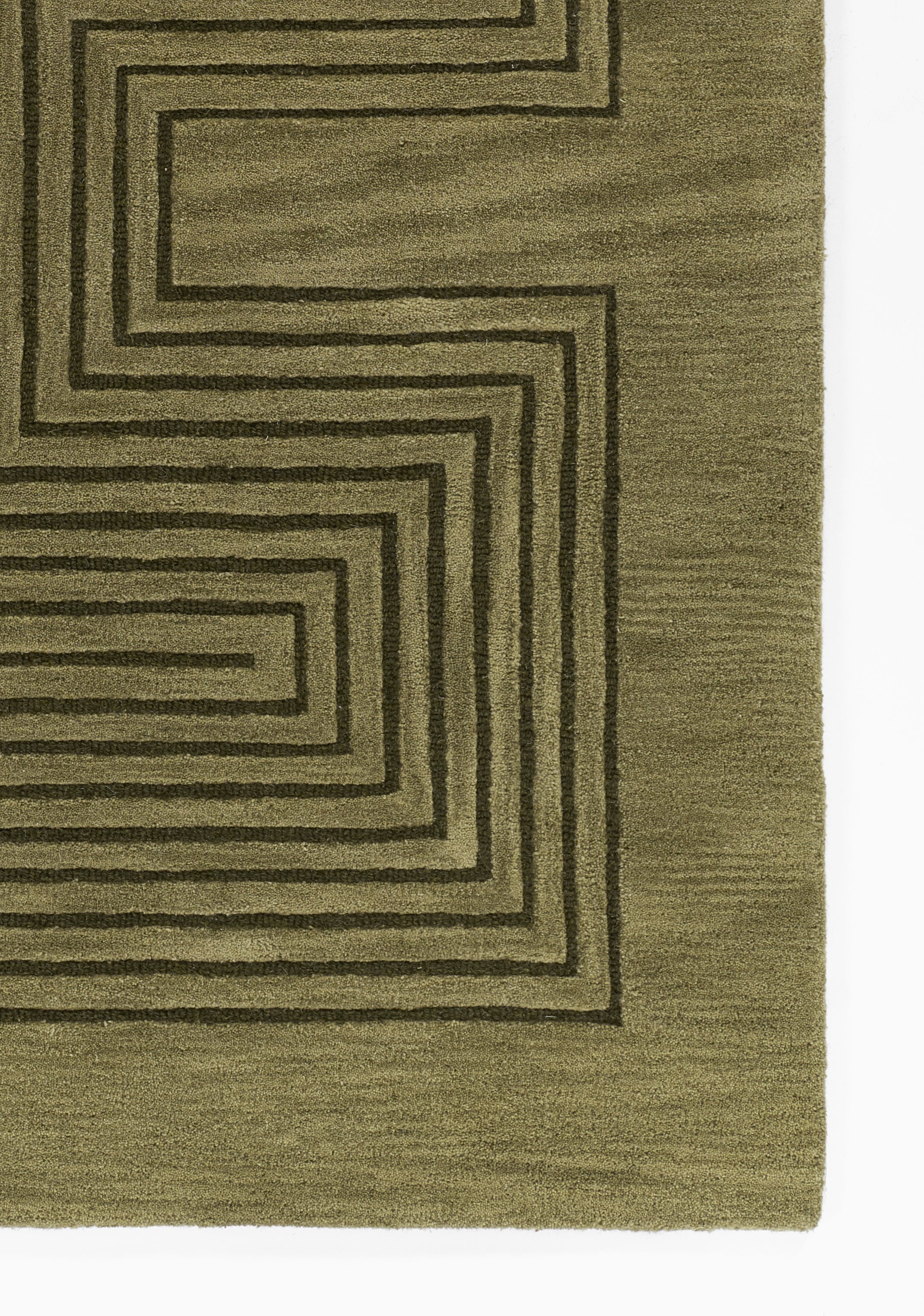 Simba SIM-3 Green Area Rug, premium New Zealand wool with graphic abstract design