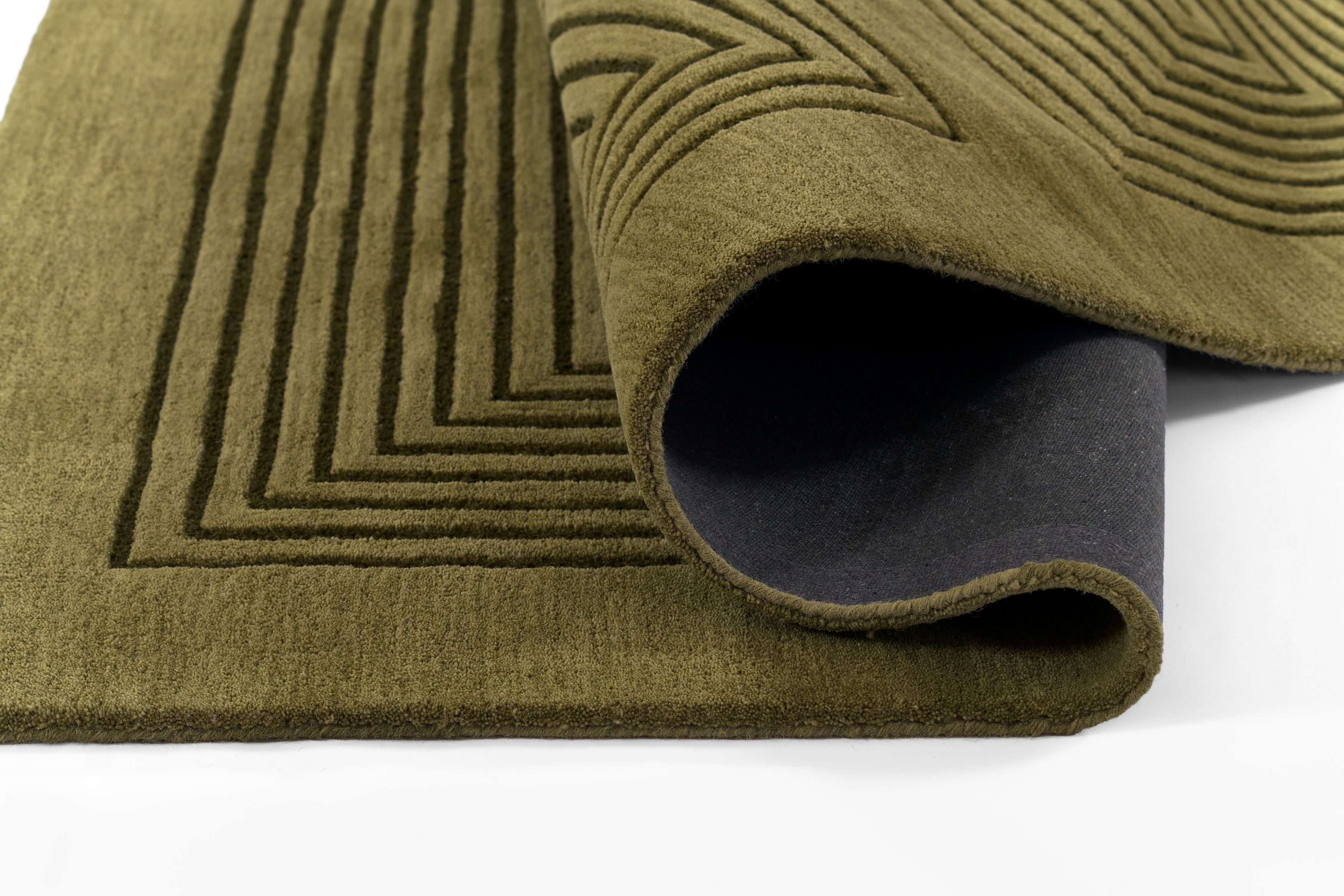 Simba SIM-3 Green Area Rug, premium New Zealand wool with graphic abstract design