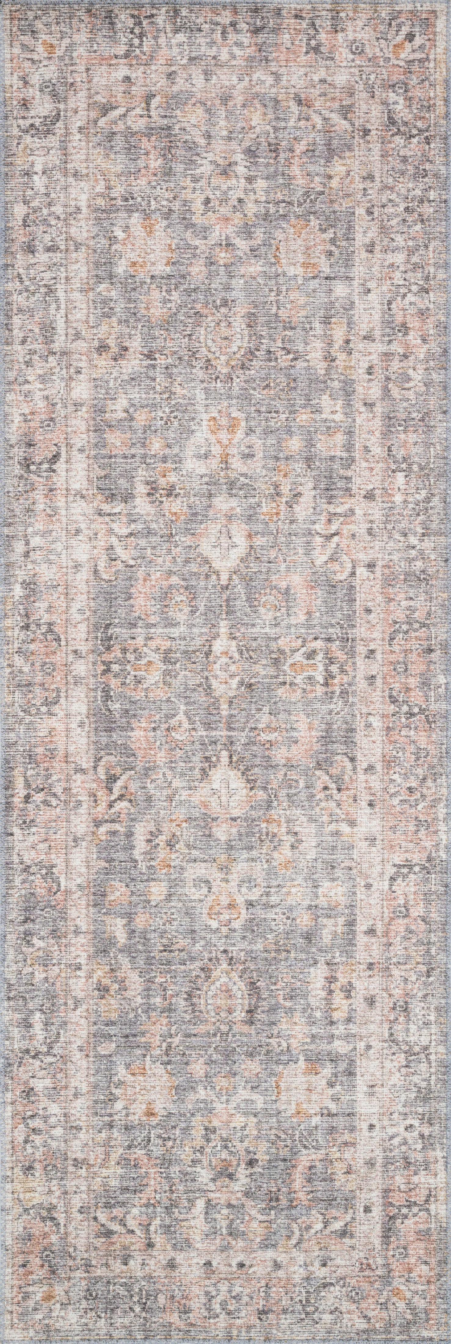 Skye SKY-01 Grey / Apricot Area Rug, distressed vintage motif with grey base and apricot accents