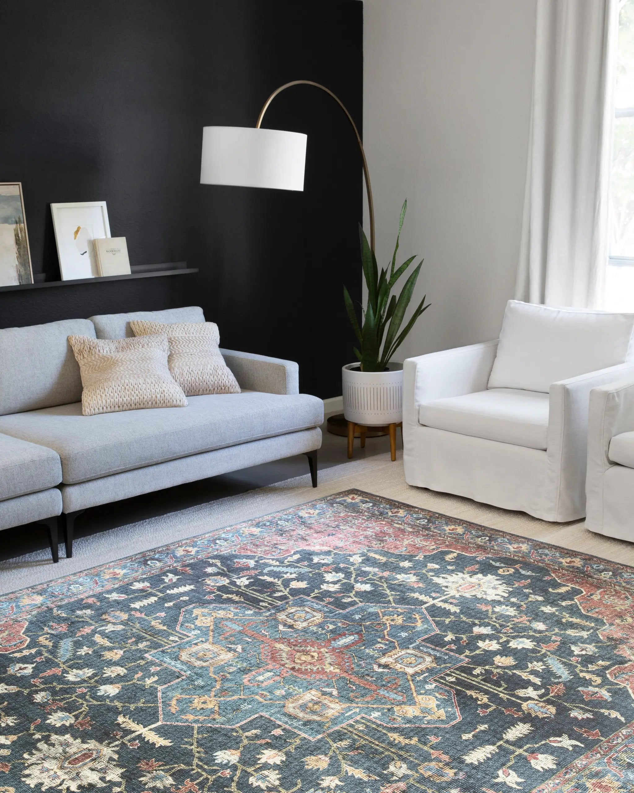 Skye SKY-08 Denim / Brick Area Rug by Loloi