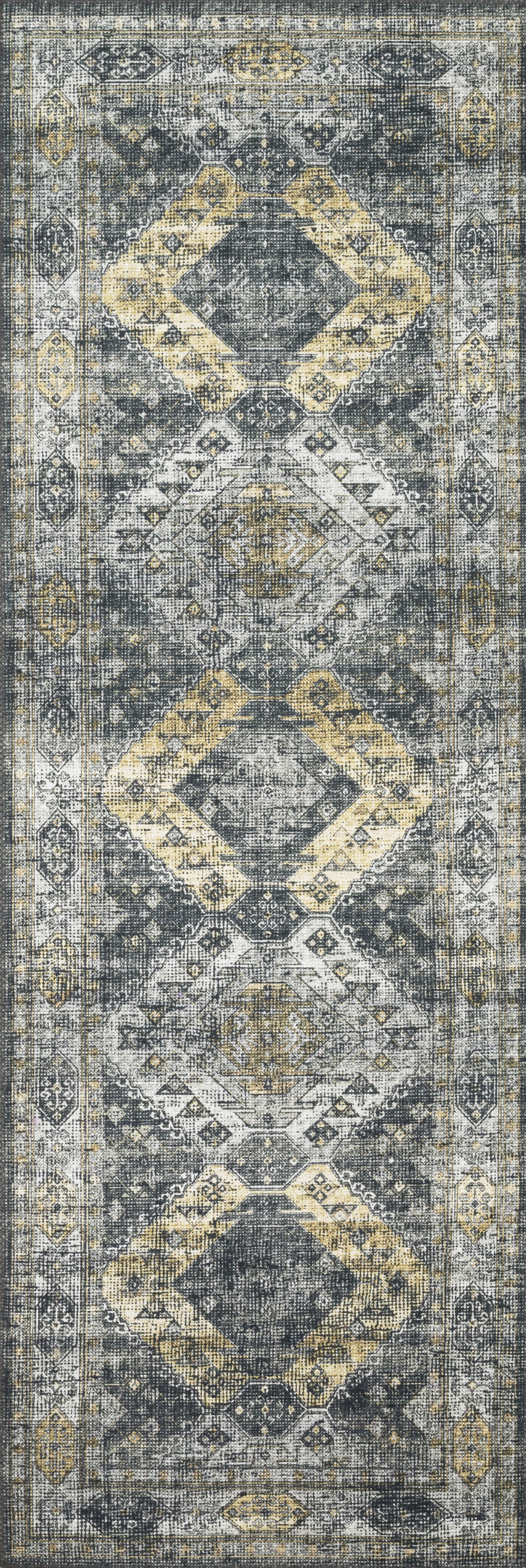 Skye SKY-09 Graphite / Silver Area Rug, sleek graphite and silver tones with distressed medallion design
