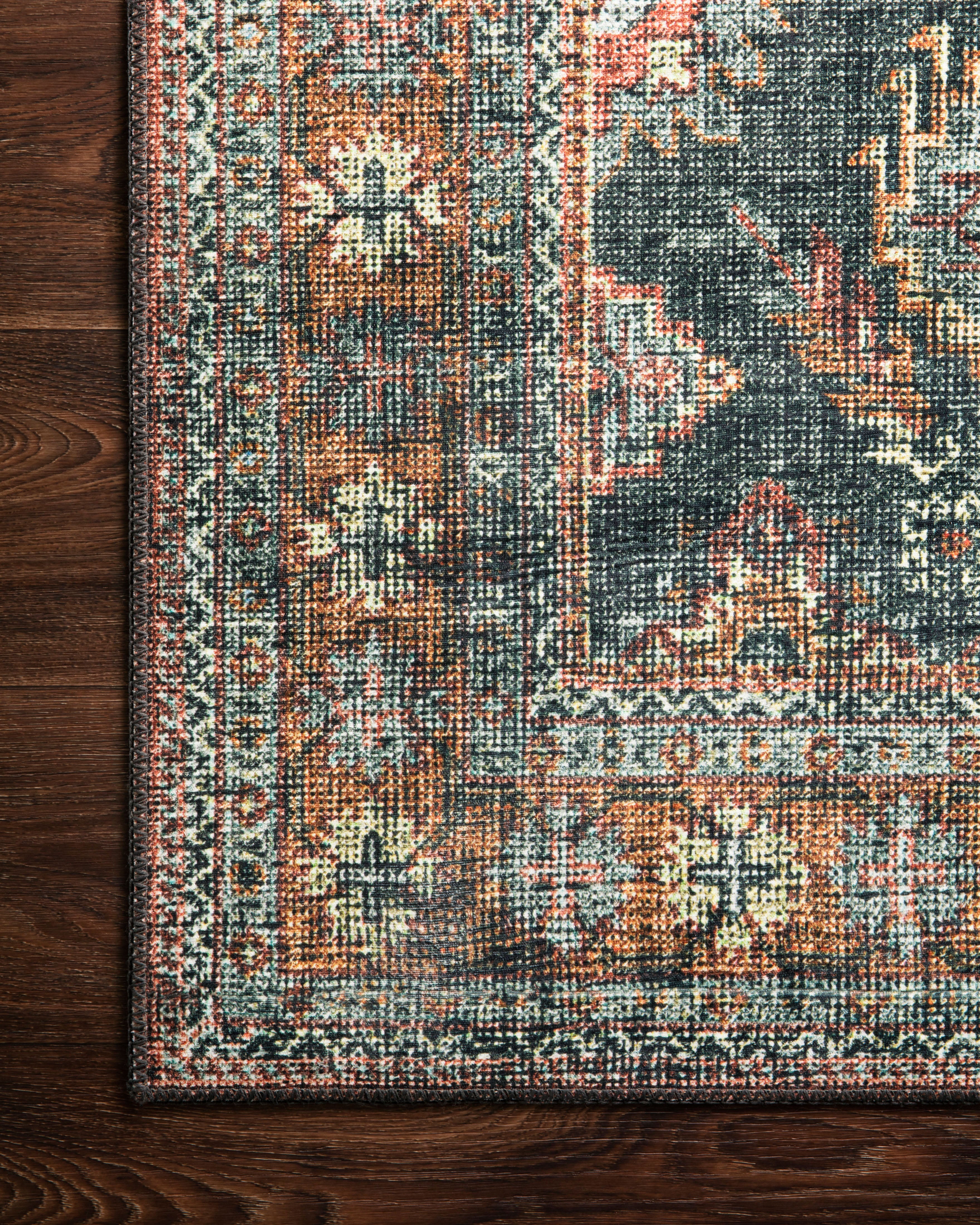 Skye SKY-10 Sea / Rust Area Rug, sea tones with rust accents in a distressed vintage medallion pattern