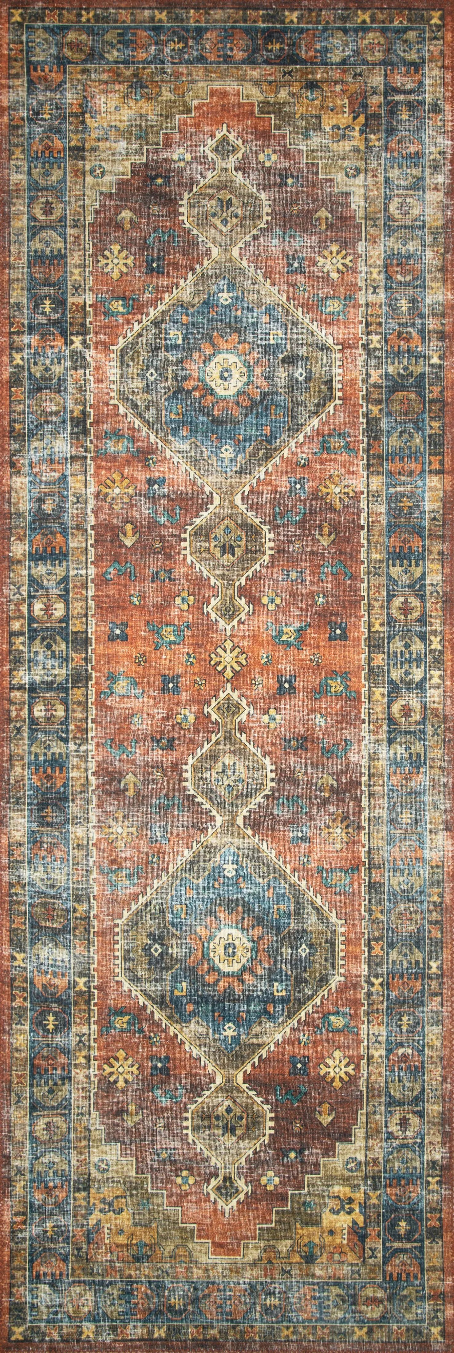 Skye SKY-11 Rust / Blue Area Rug by Loloi