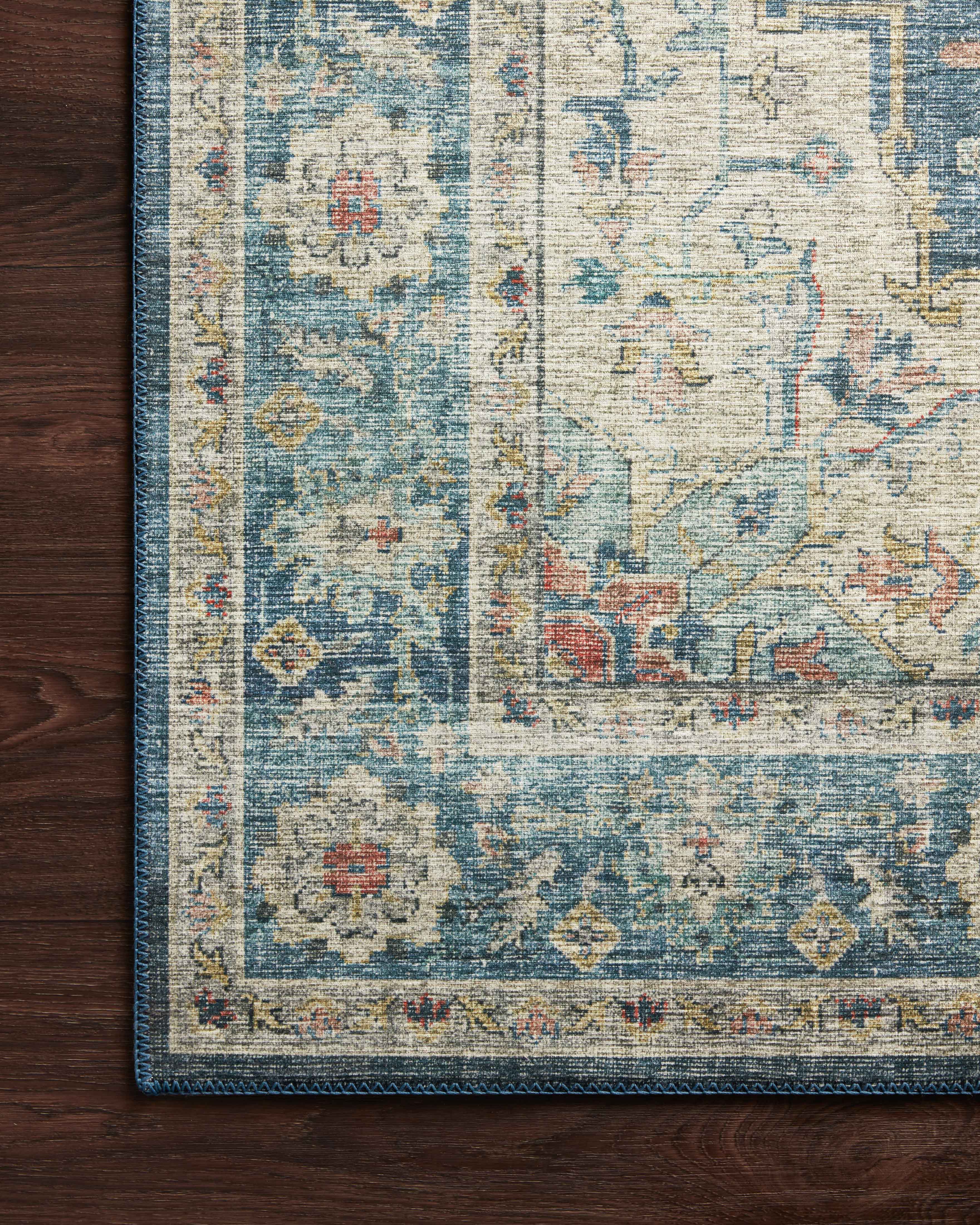 Skye SKY-12 Ocean / Multi Area Rug, ocean hues with multicolor detailing in distressed vintage medallion pattern