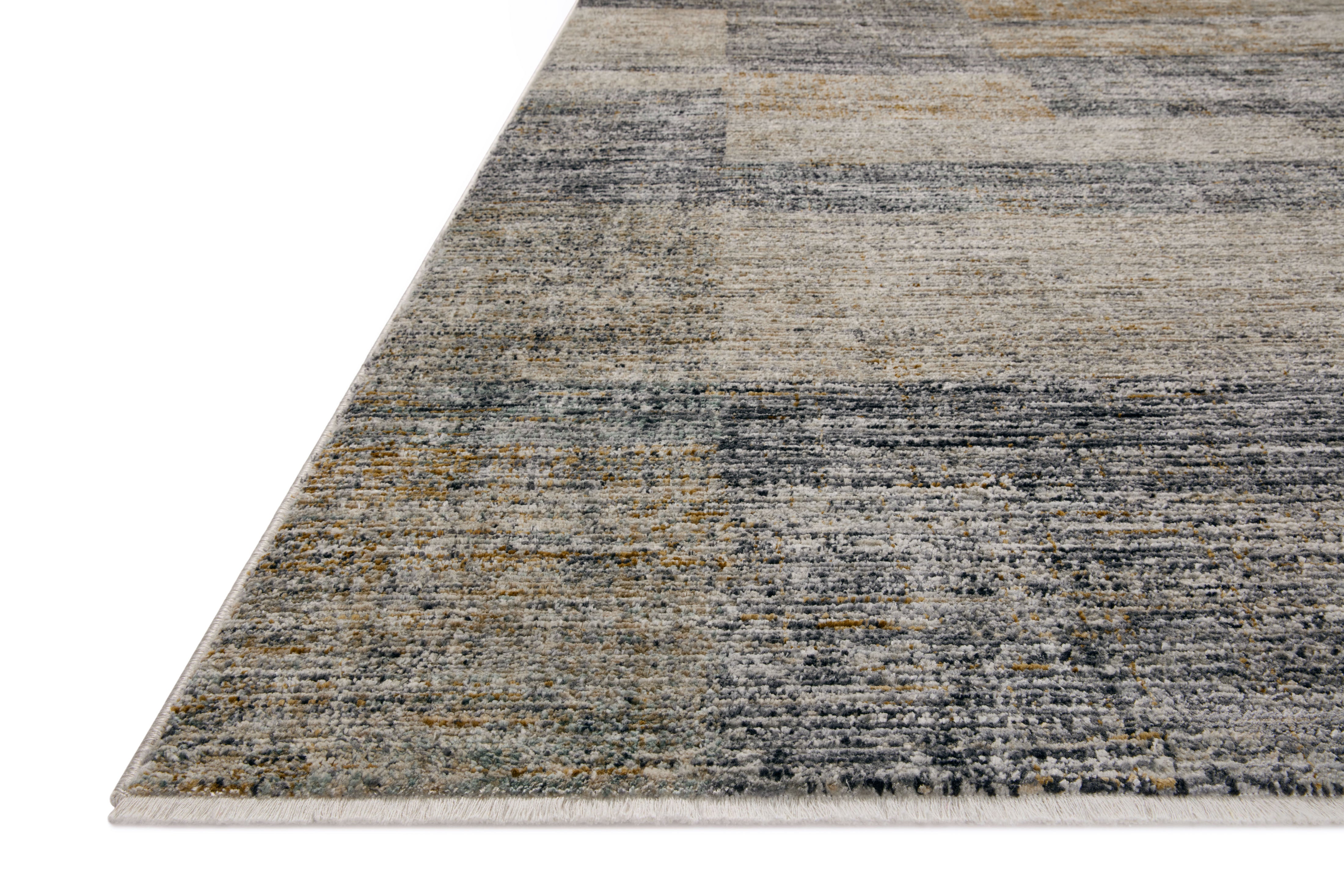 The Soho SOH-08 Grey / Gold Area Rug offers elegant grey and radiant gold sophistication and contemporary and abstract charm in a power-loomed 100% polyester area rug