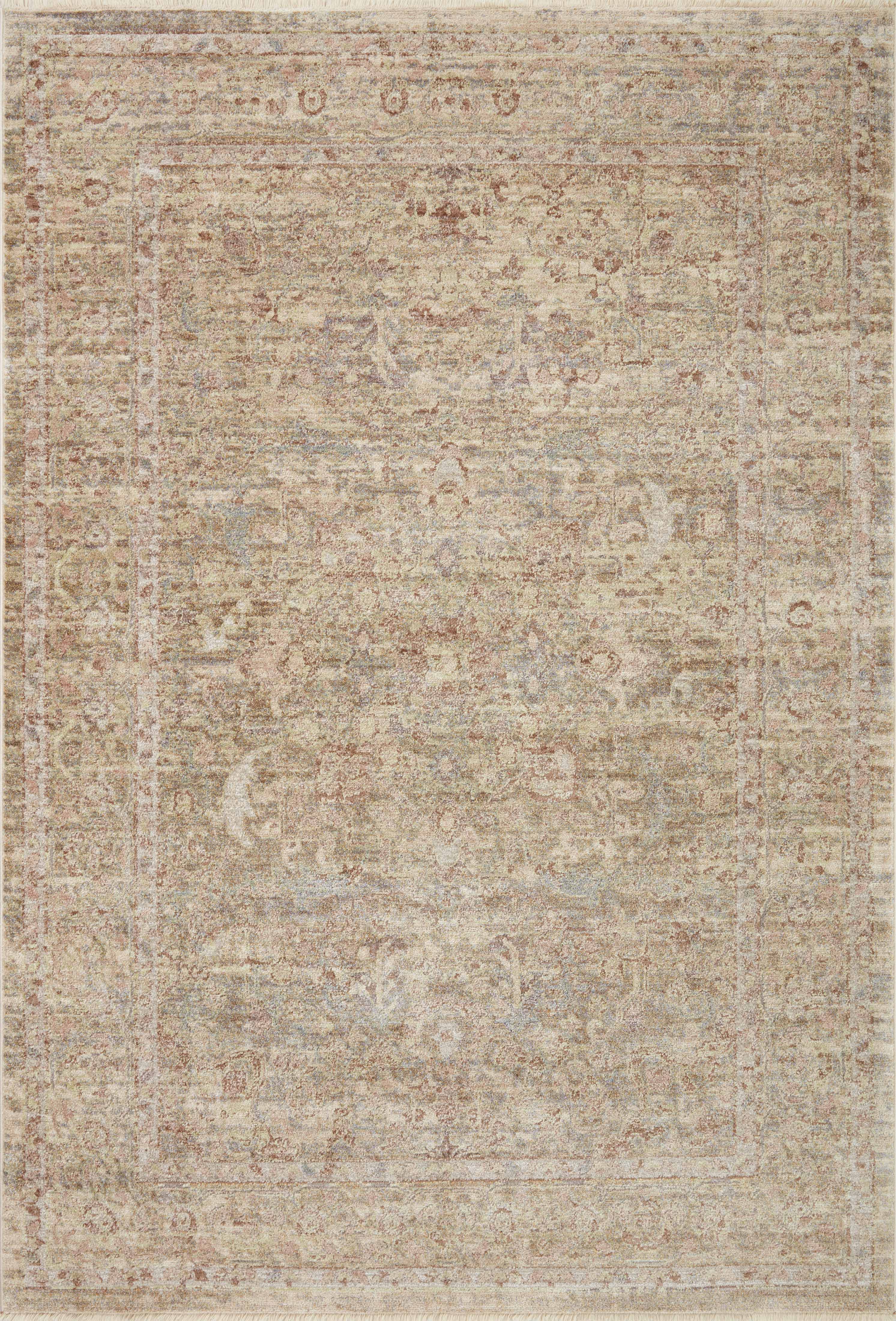 A power-loomed polypropylene and polyester area rug with traditional design in lush moss and warm natural hues, the Sonnet SNN-04 Moss / Natural Area Rug is a standout in any décor