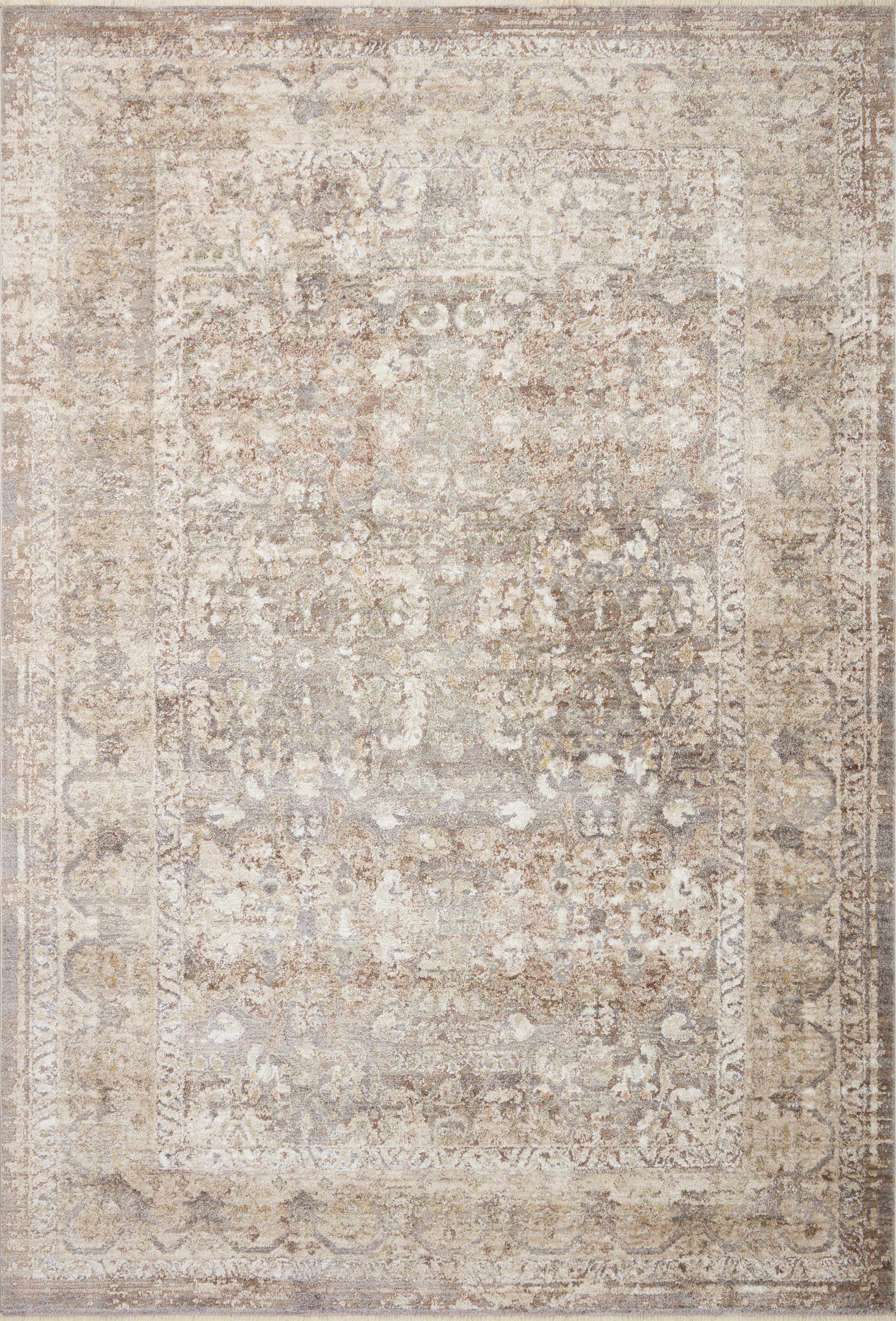 Layered in elegant grey and calming sage hues with traditional patterns, the Sonnet SNN-08 Grey / Sage Area Rug is a power-loomed polypropylene and polyester area rug perfect for any setting