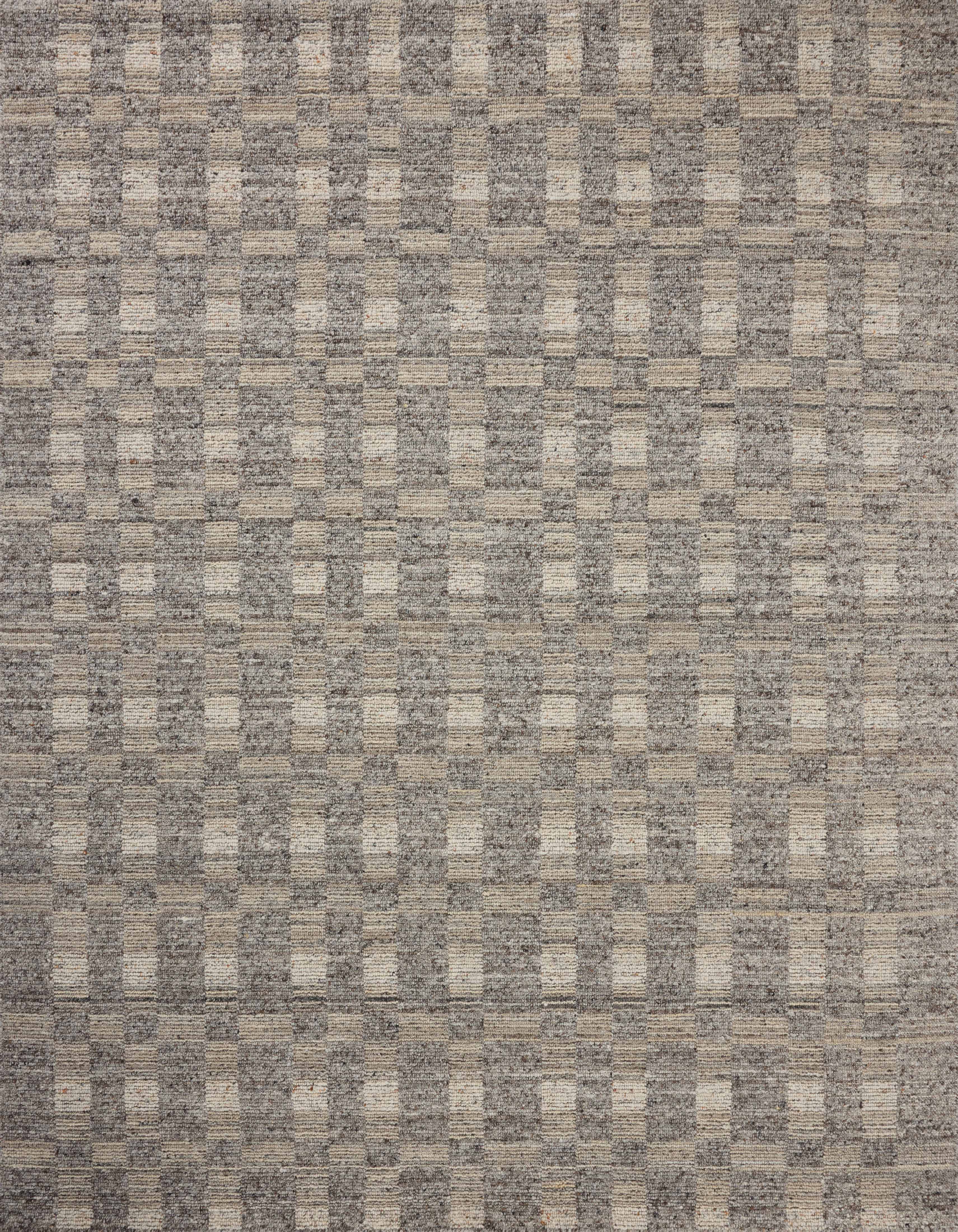 The Sonya SOY-04 Stone / Natural Area Rug highlights grounding stone and warm natural tones and graphic texture in a beautifully made hand-loomed wool area rug