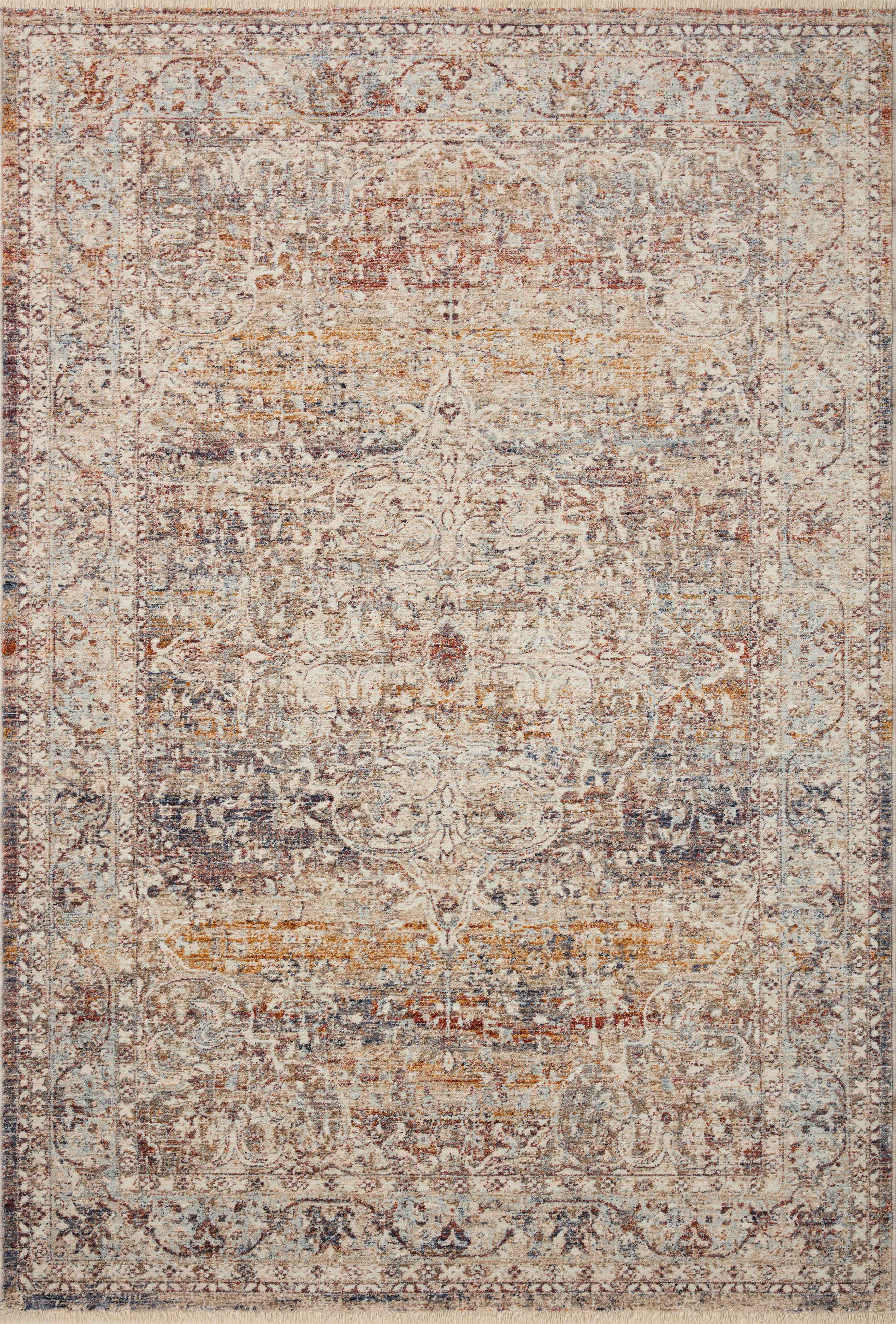 A stunning power-loomed 100% polyester area rug with vintage detail, the Sorrento SOR-04 Natural / Multi Area Rug features warm natural and vibrant multi-toned tones for a polished look