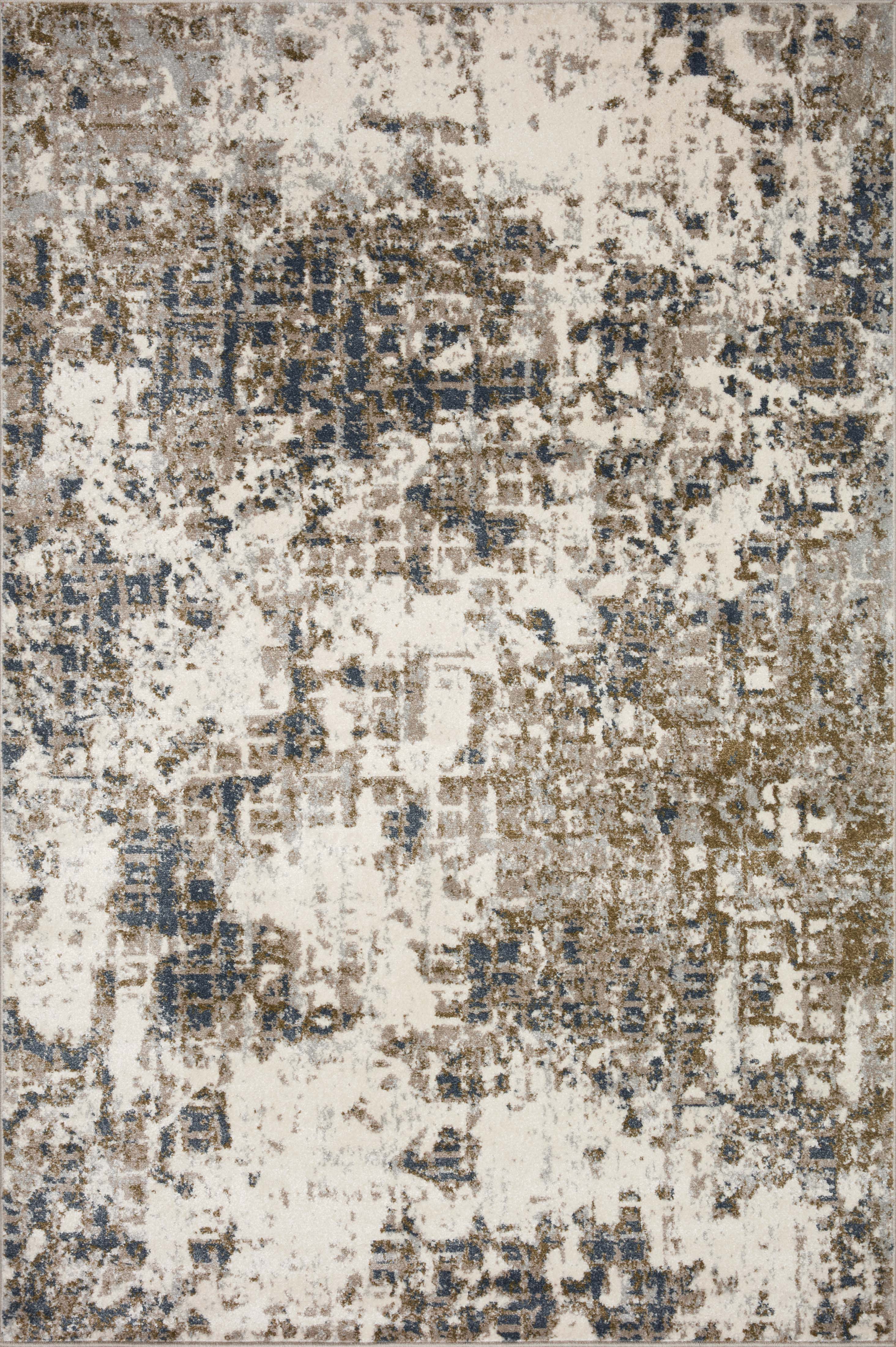 Finished in distinctive pewter and earthy olive tones with abstract styling, the Spirit SPI-01 Pewter / Olive Area Rug is a power-loomed 100% polypropylene area rug for modern living