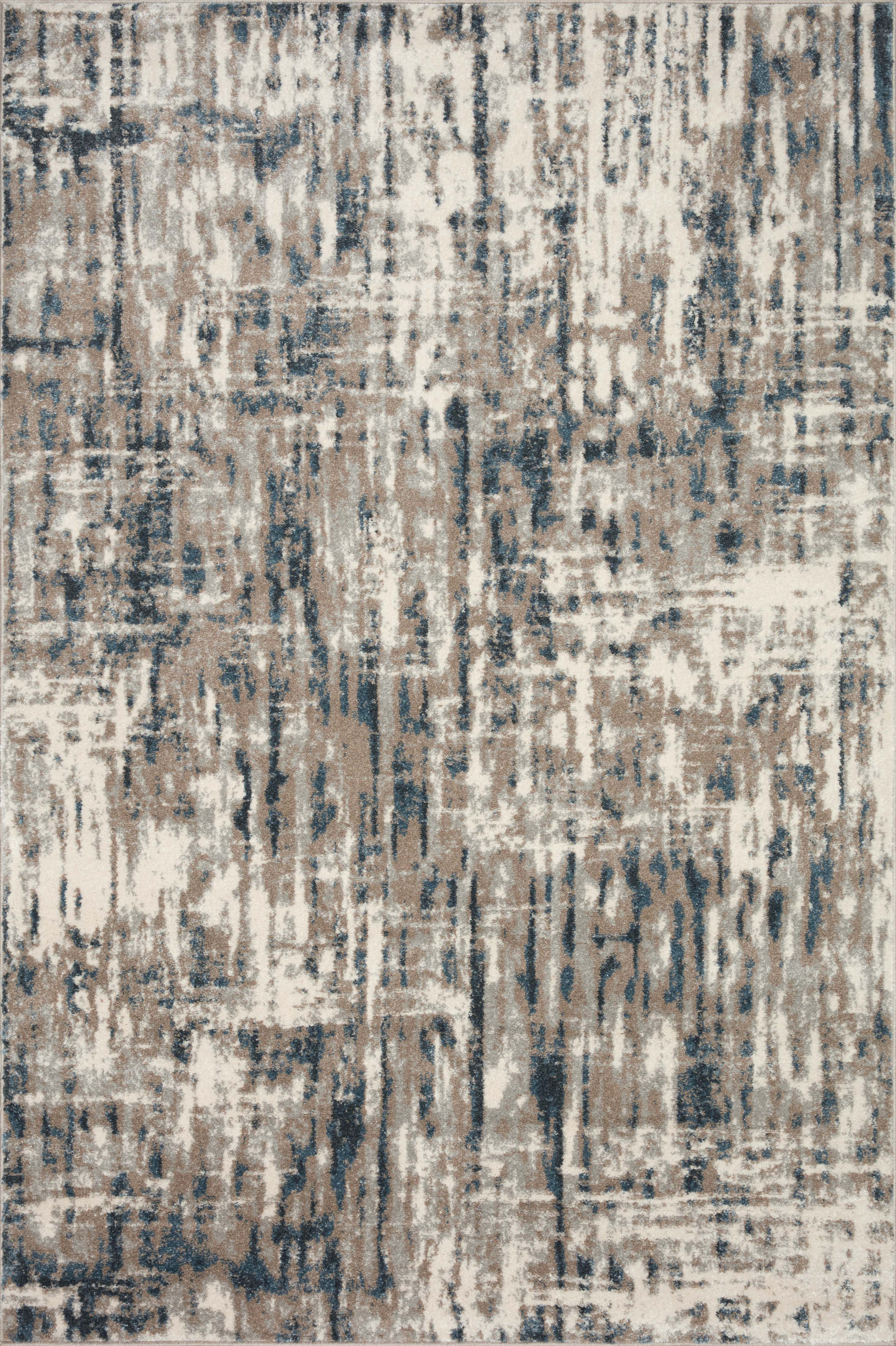A power-loomed 100% polypropylene area rug with abstract design in grounding stone and calming blue hues, the Spirit SPI-02 Stone / Blue Area Rug is a standout in any décor