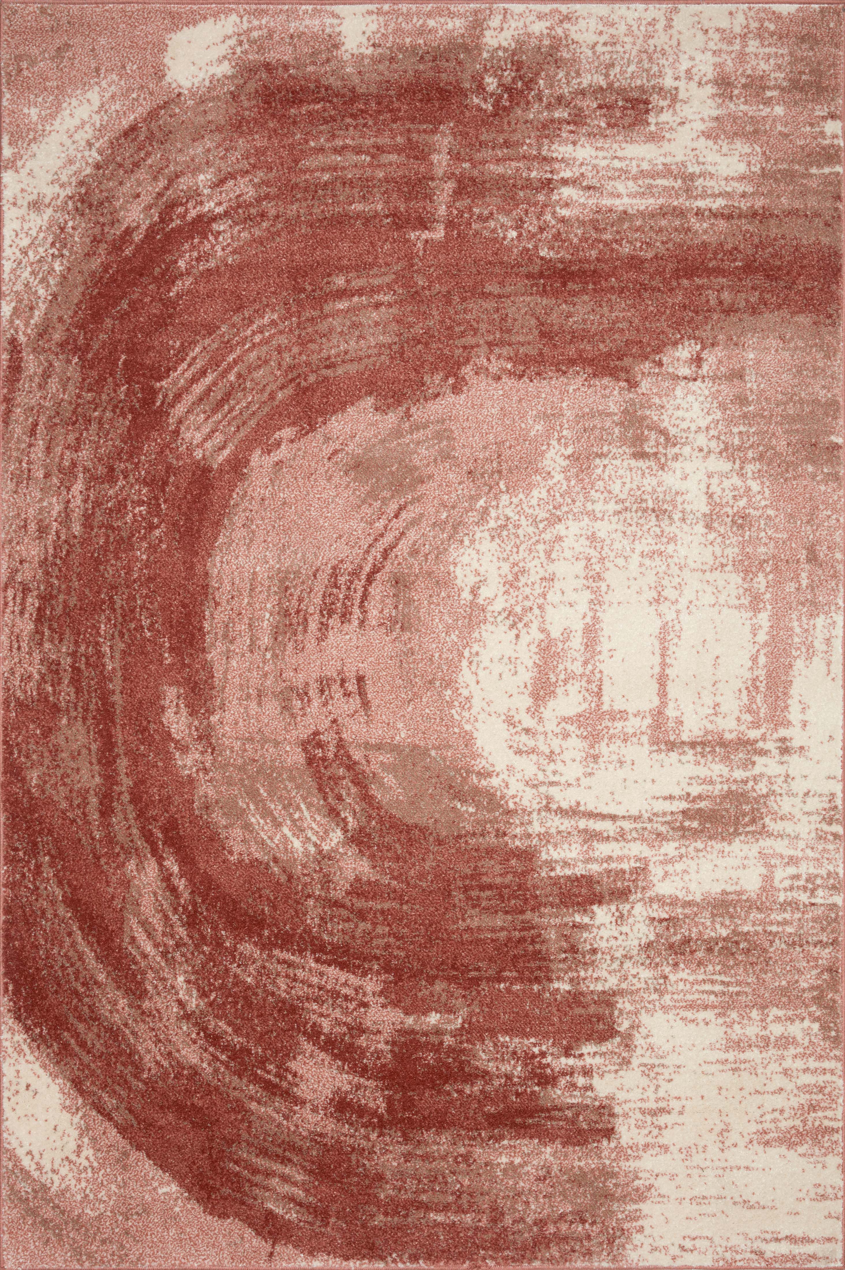The Spirit SPI-03 Rose / Spice Area Rug highlights romantic rose and spirited spice tones and abstract texture in a beautifully made power-loomed 100% polypropylene area rug