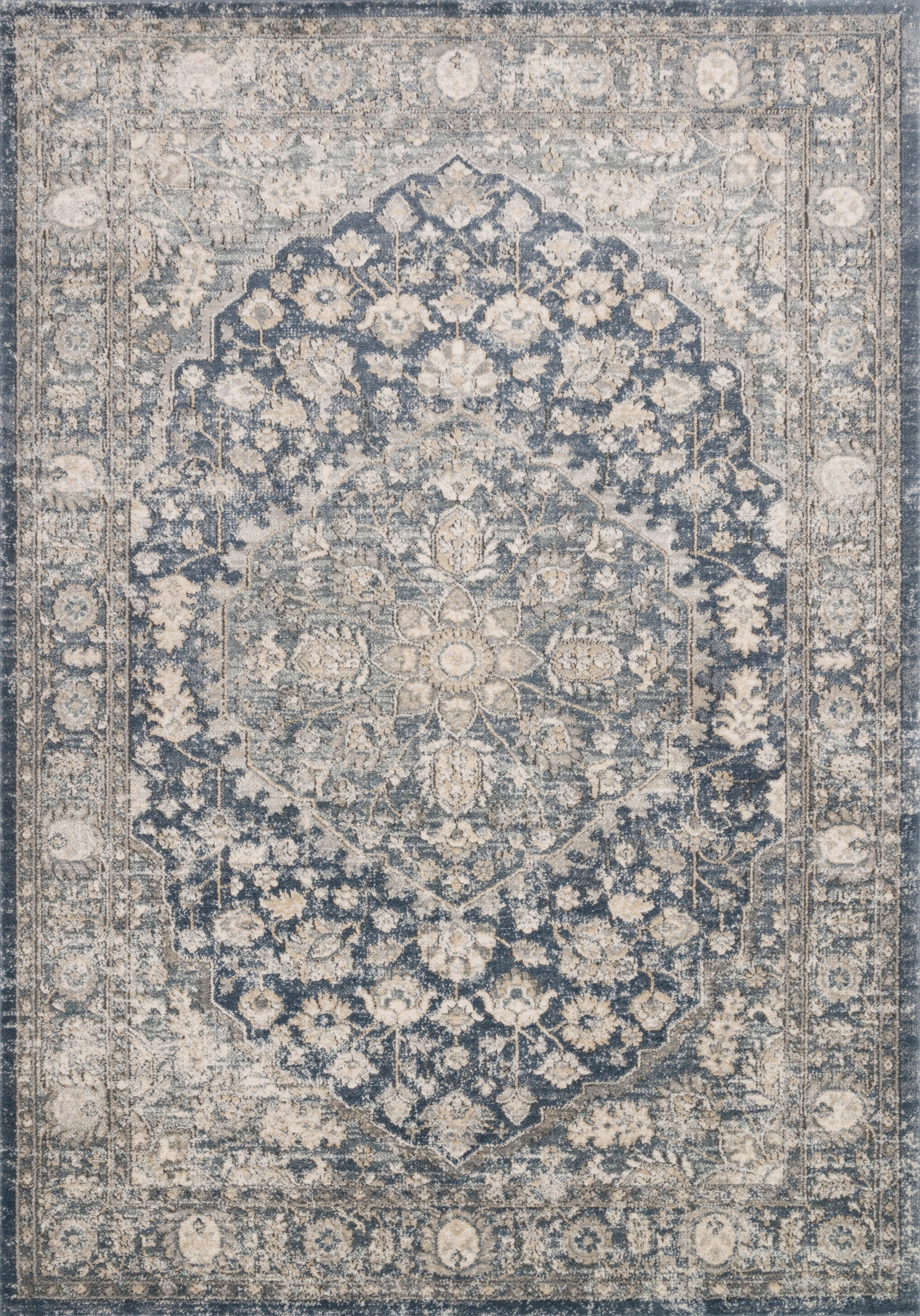 The Teagan TEA-01 Denim / Mist Area Rug combines casual denim and soft misty tones and contemporary patterns in a power-loomed polypropylene and polyester area rug for effortless elegance