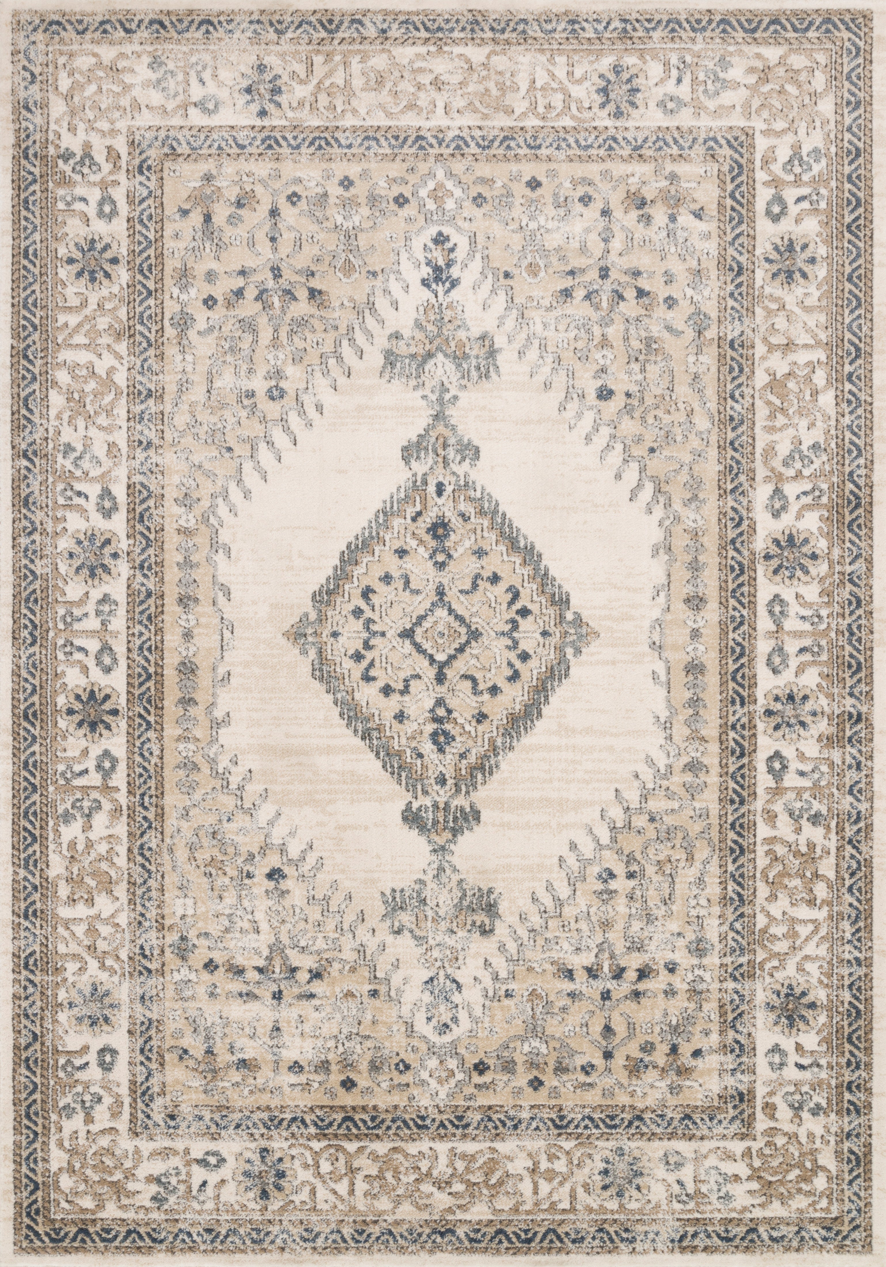 Rich in cozy oatmeal and refined ivory hues with contemporary detail, the Teagan TEA-02 Oatmeal / Ivory Area Rug is a power-loomed polypropylene and polyester area rug built for style and comfort