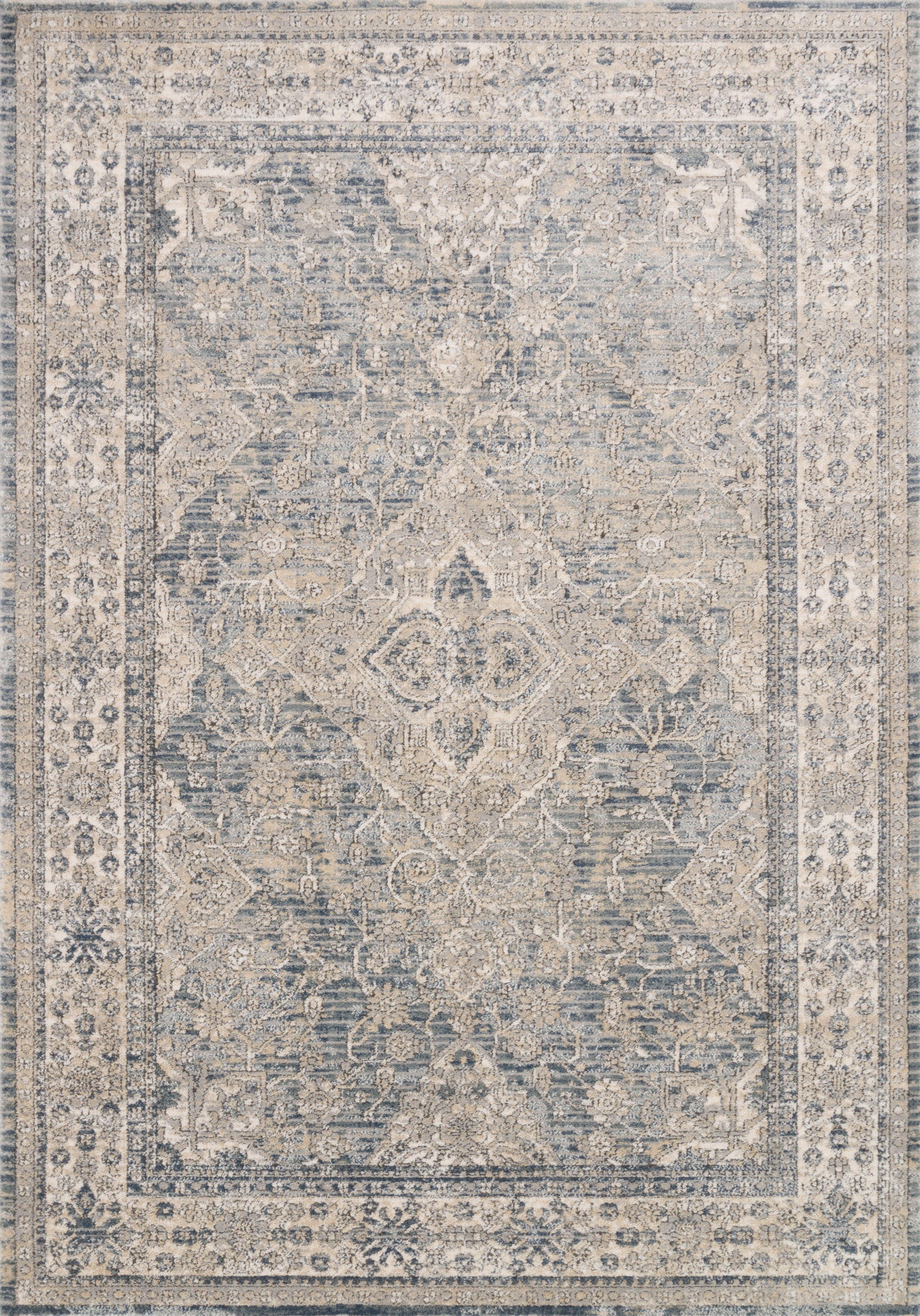 The Teagan TEA-04 Sky / Natural Area Rug brings breezy sky-blue and warm natural character and contemporary flair to your home in a power-loomed polypropylene and polyester area rug