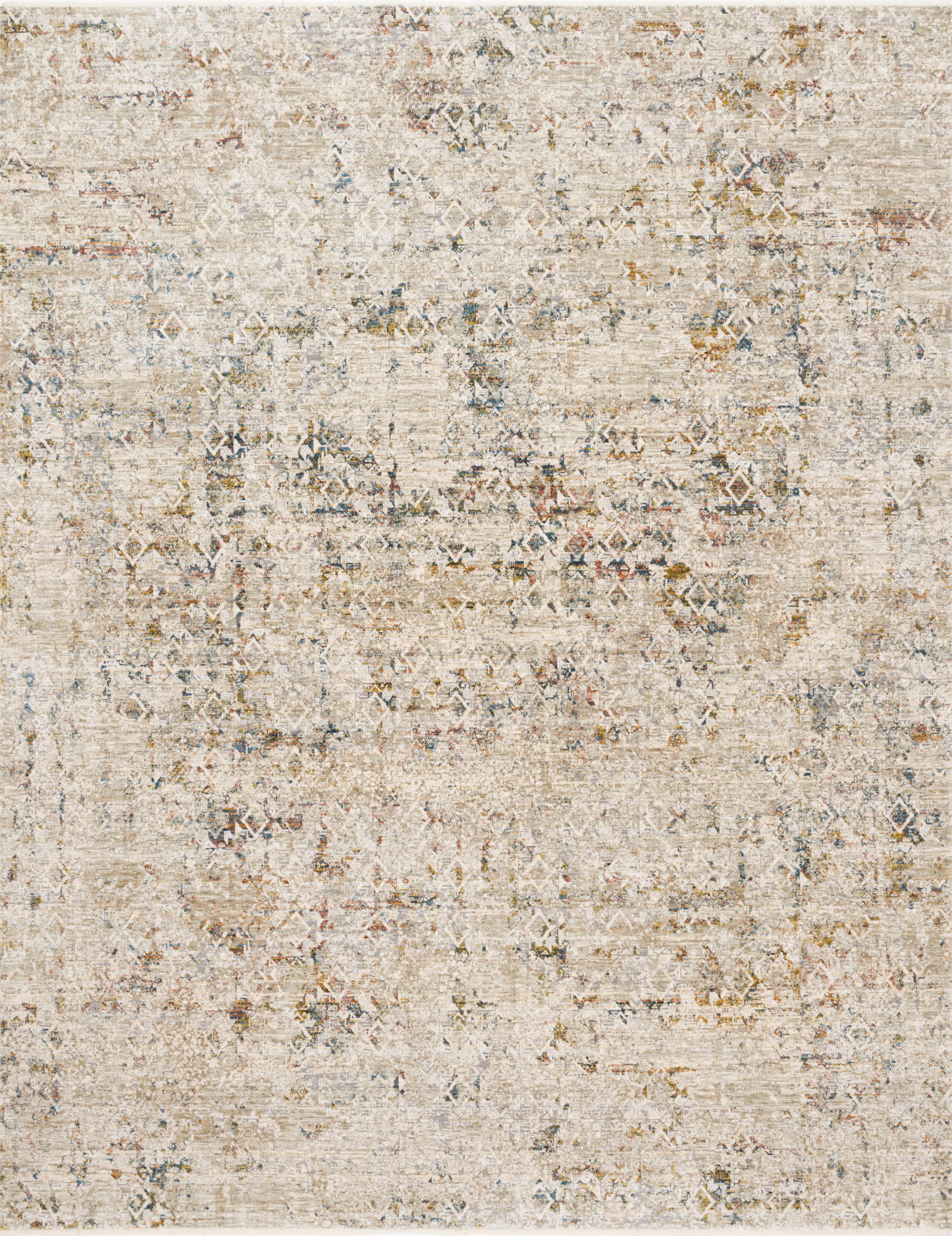 Layered in vibrant multi-toned and warm natural hues, the Theia THE-04 Multi / Natural Area Rug is a power-loomed polyester pile and rayon area rug perfect for any setting