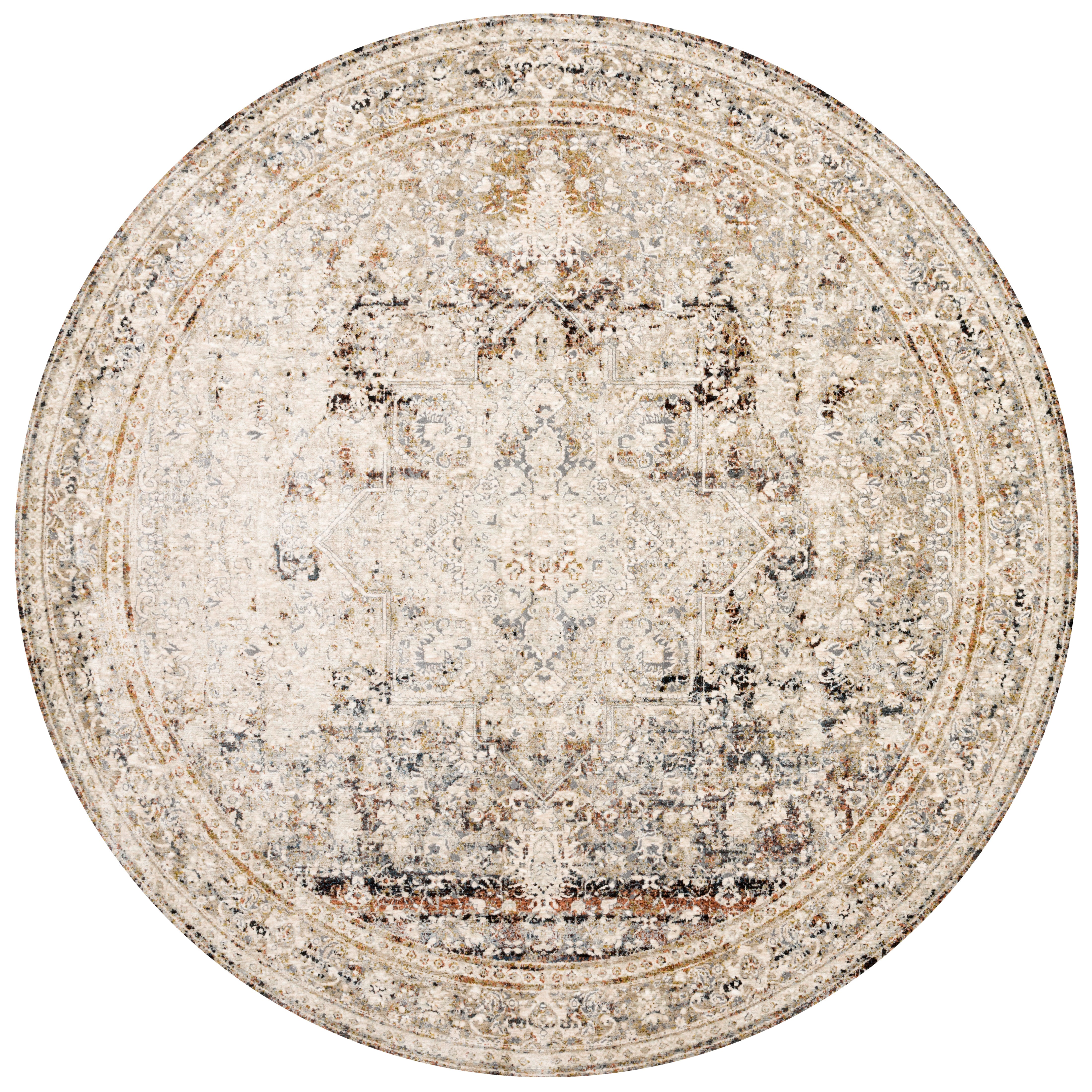 The Theia THE-05 Taupe / Brick Area Rug showcases versatile taupe and rich brick tones in a power-loomed polyester pile and rayon area rug