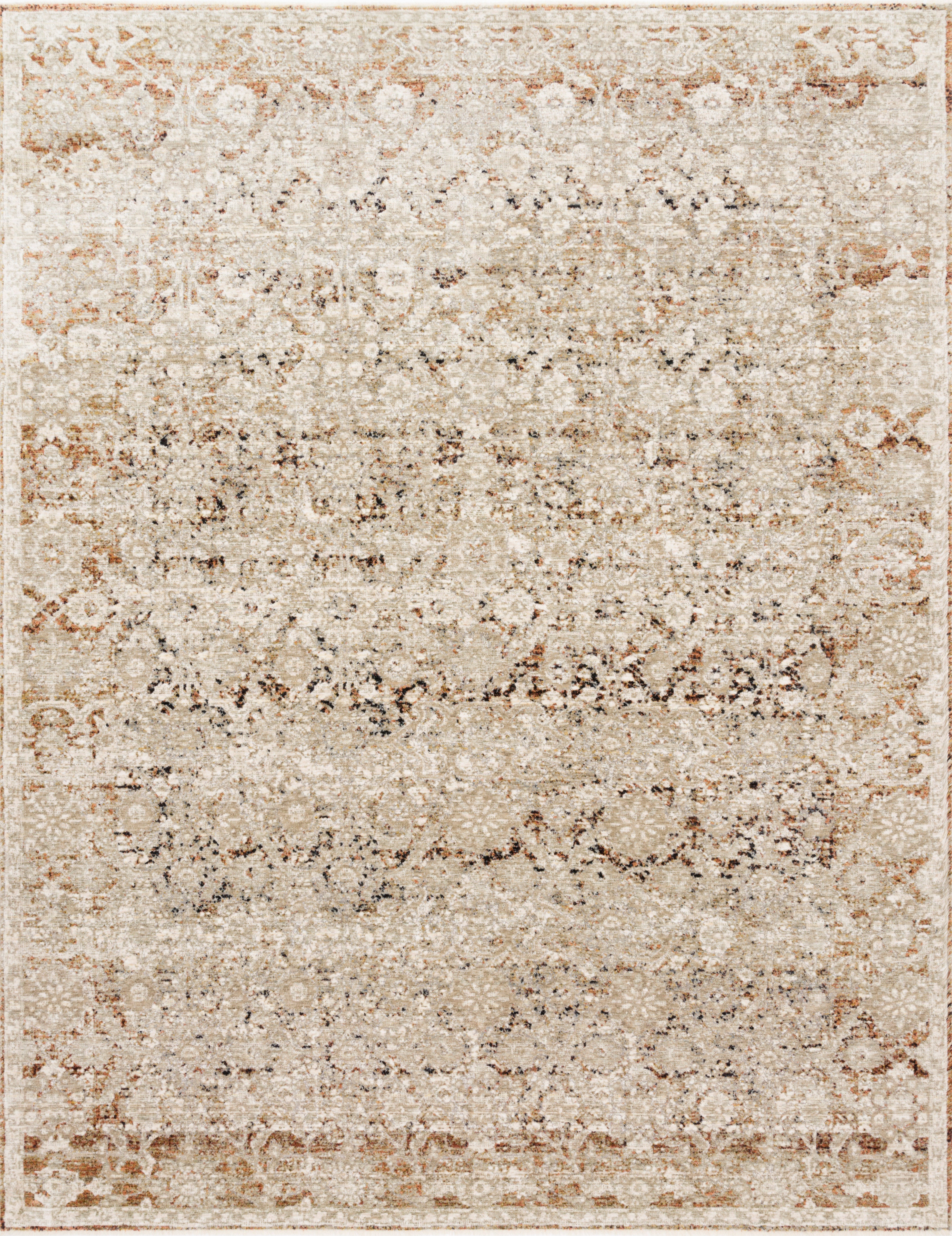 A power-loomed polyester pile and rayon area rug in warm natural and warm rust tones, the Theia THE-07 Natural / Rust Area Rug anchors any room