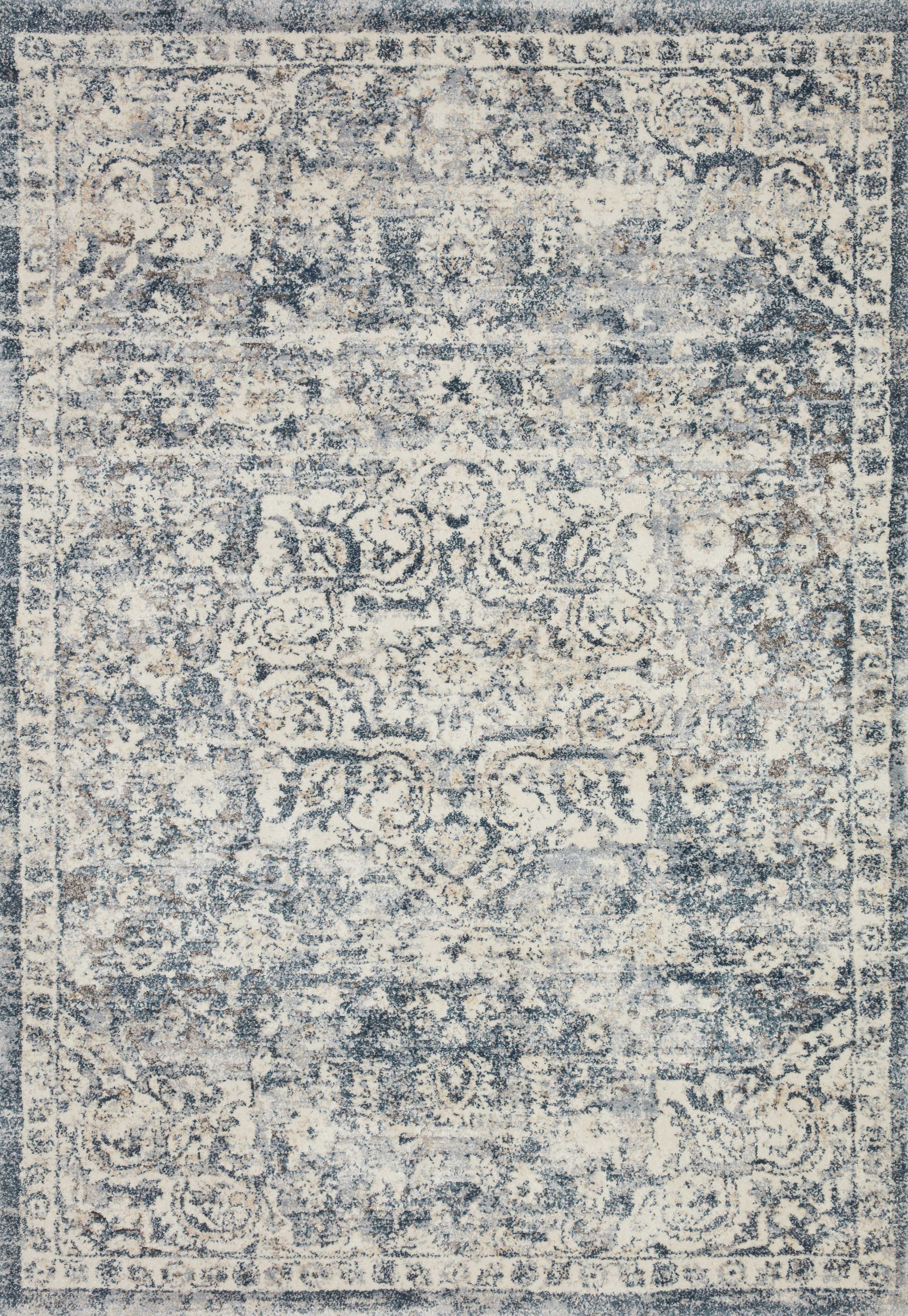 With refined ivory and calming blue hues and transitional styling, the Theory THY-02 Ivory / Blue Area Rug is a power-loomed polypropylene and polyester area rug that elevates any room