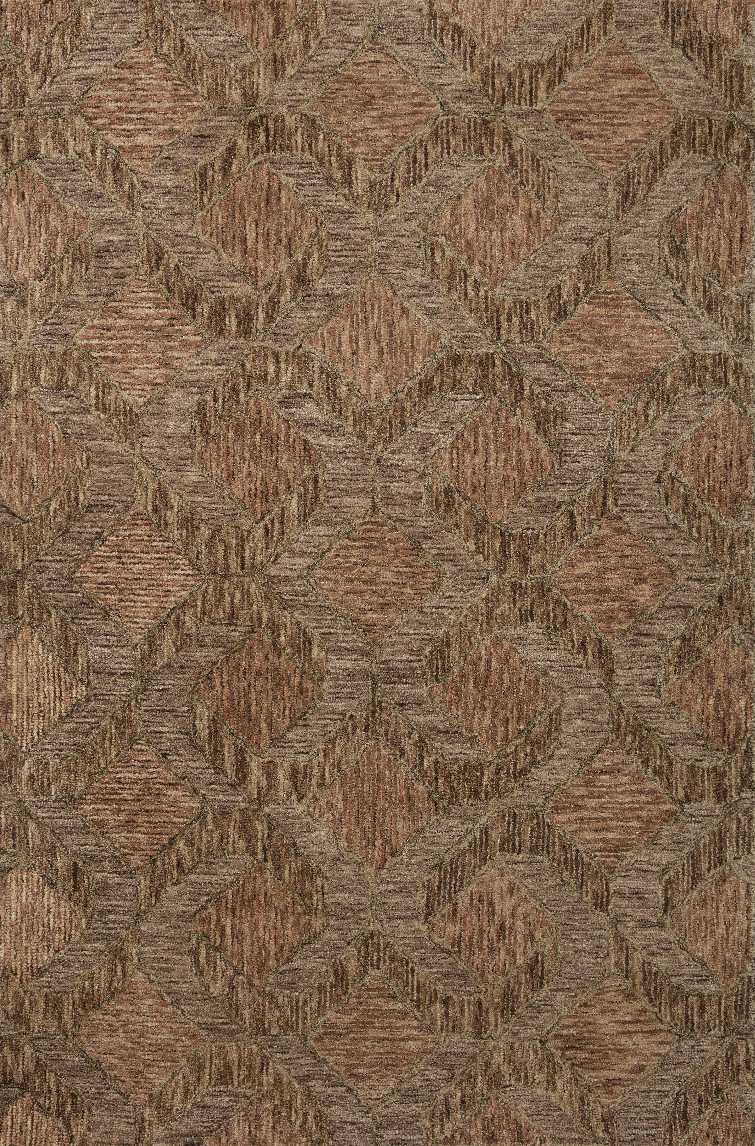 Finished in warm rust and grounded bark tones with graphic styling, the Varena VAR-03 Rust / Bark Area Rug is a hand-tufted 100% wool area rug for modern living