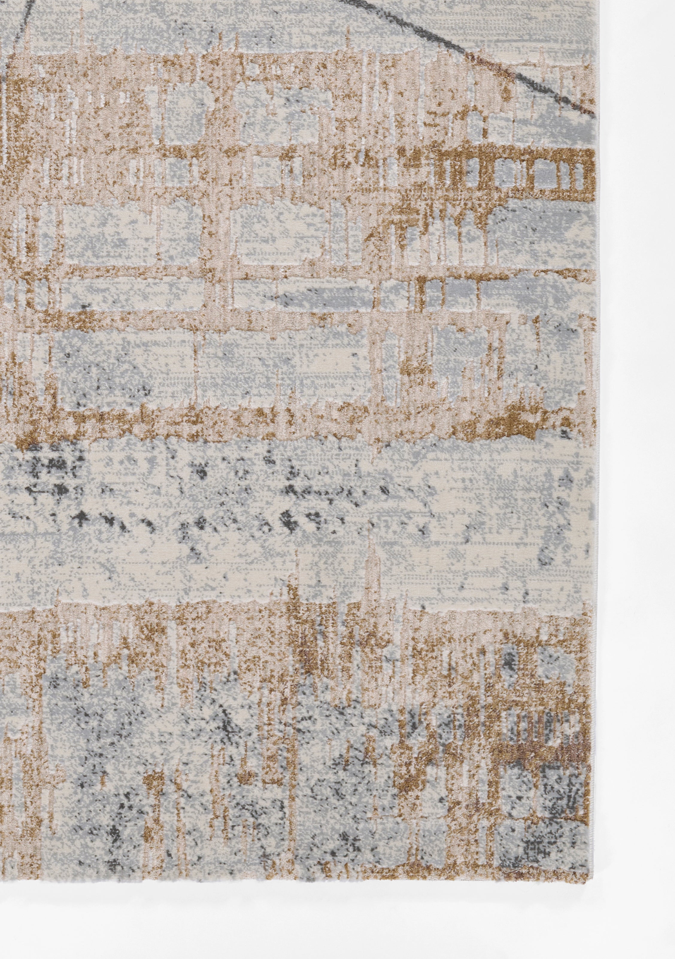 Momeni Vera VRA-2 Blue Area Rug, modern abstract rug with blue and ivory architectural pattern