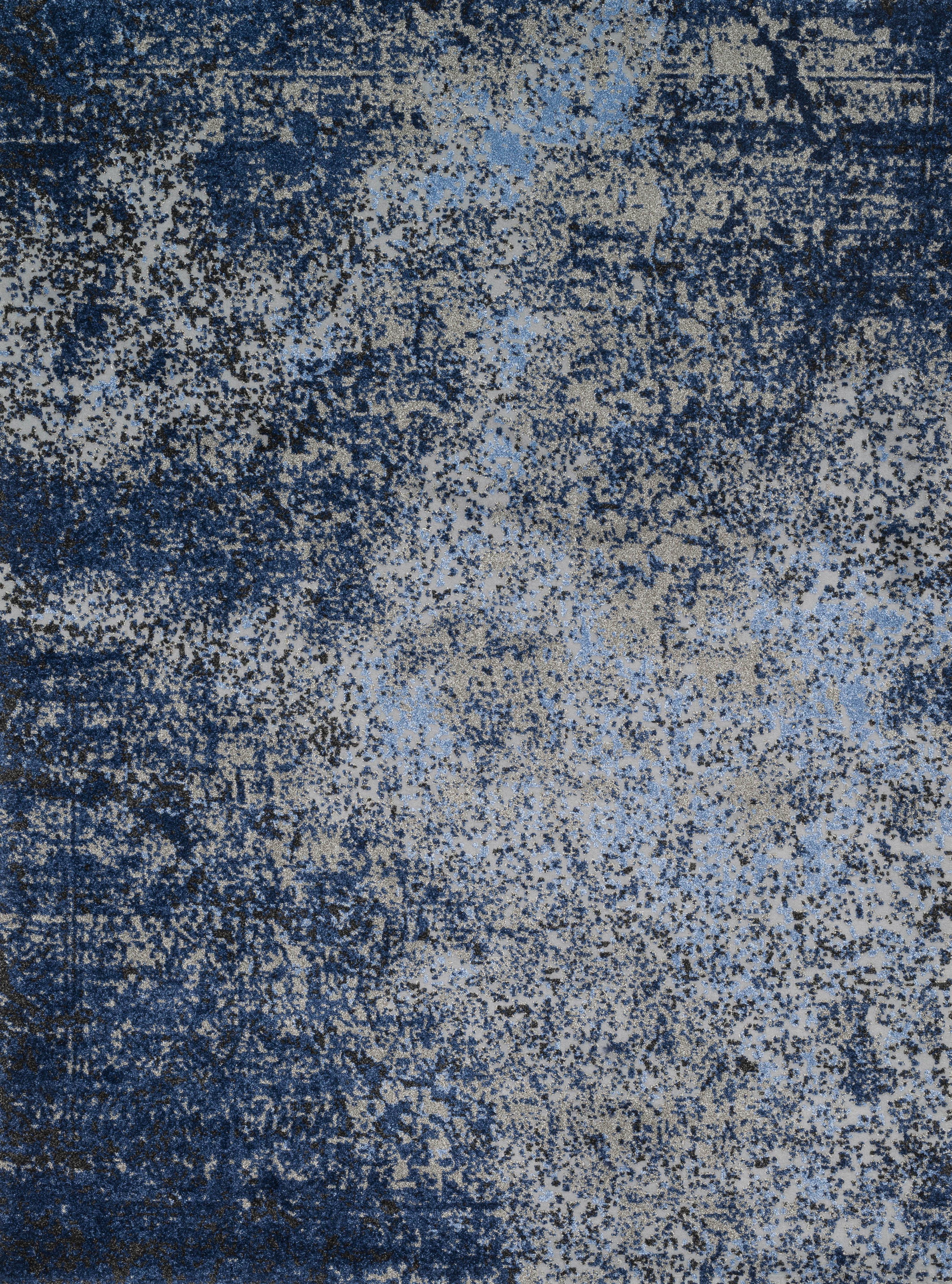 A power-loomed polypropylene and polyester area rug in elegant grey and classic navy tones with contemporary and vintage motifs, the Viera VR-07 Grey / Navy Area Rug grounds your room beautifully