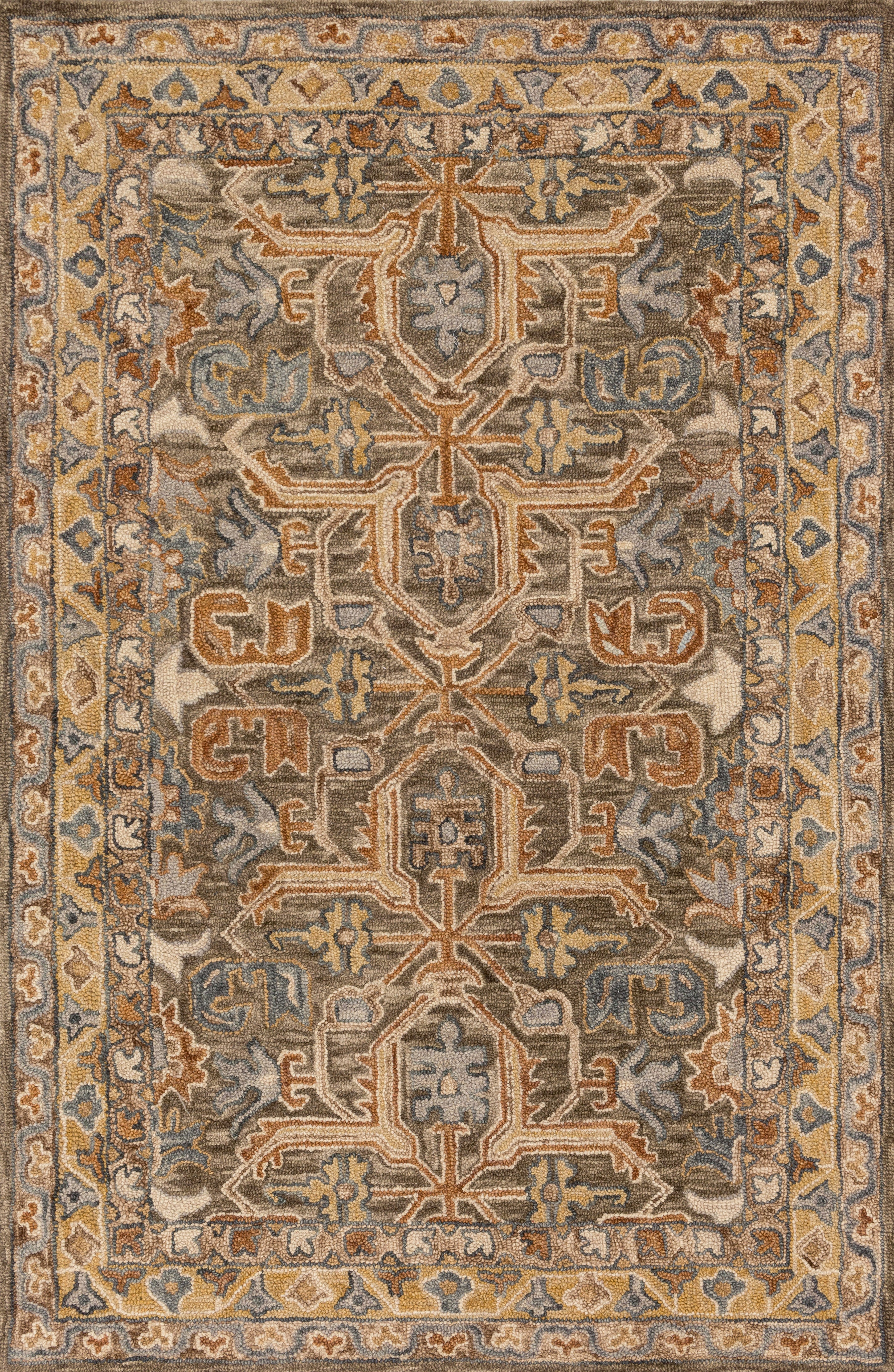 A hooked 100% wool area rug with traditional flair in rich walnut and vibrant multi-toned tones, the Victoria VK-01 Walnut / Multi Area Rug anchors any room