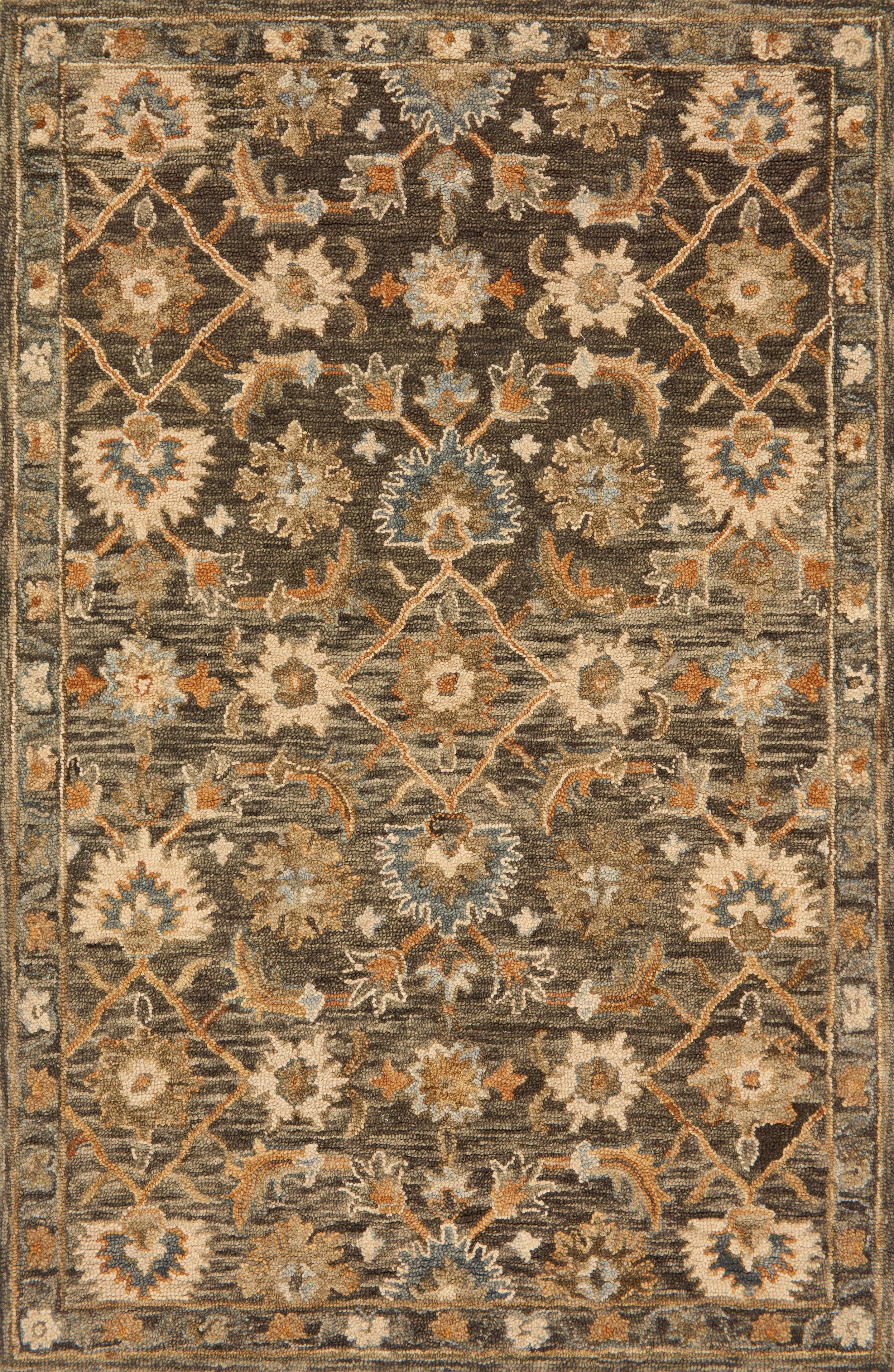 The Victoria VK-08 Dk Taupe / Multi Area Rug delivers dk taupe and vibrant multi-toned beauty and traditional elegance in a hooked 100% wool area rug