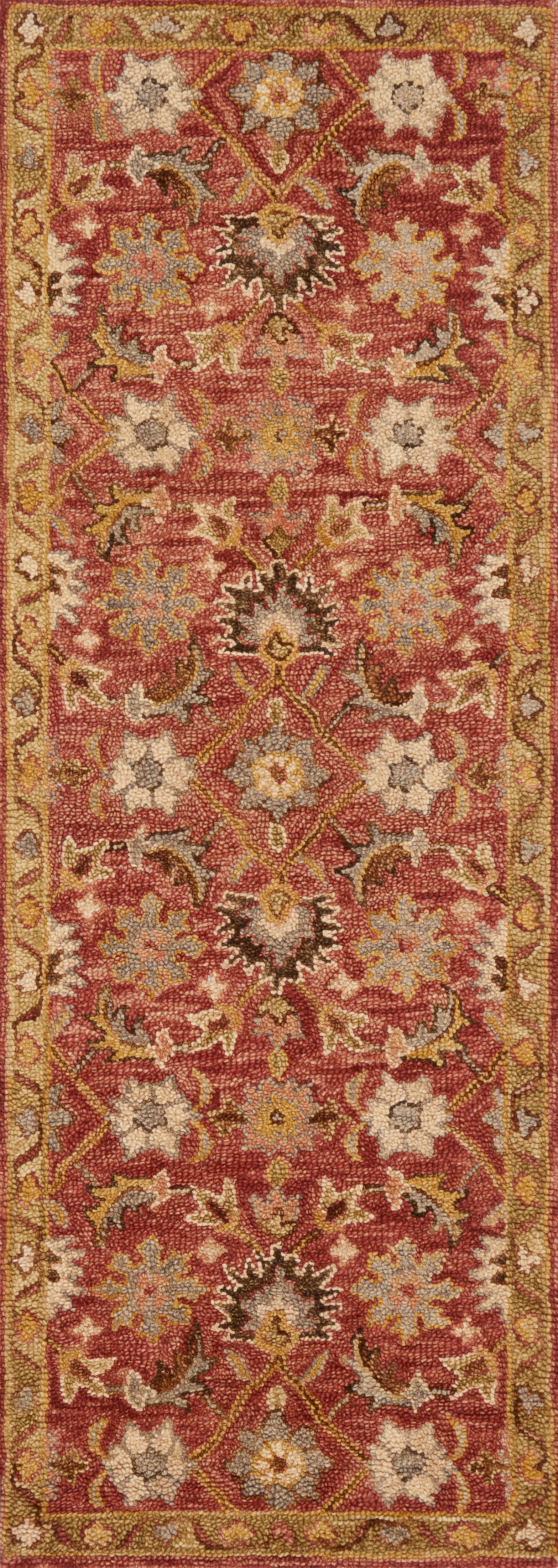Designed with traditional artistry in rich terracotta and radiant gold hues, the Victoria VK-09 Terracotta / Gold Area Rug is a hooked 100% wool area rug that stands out