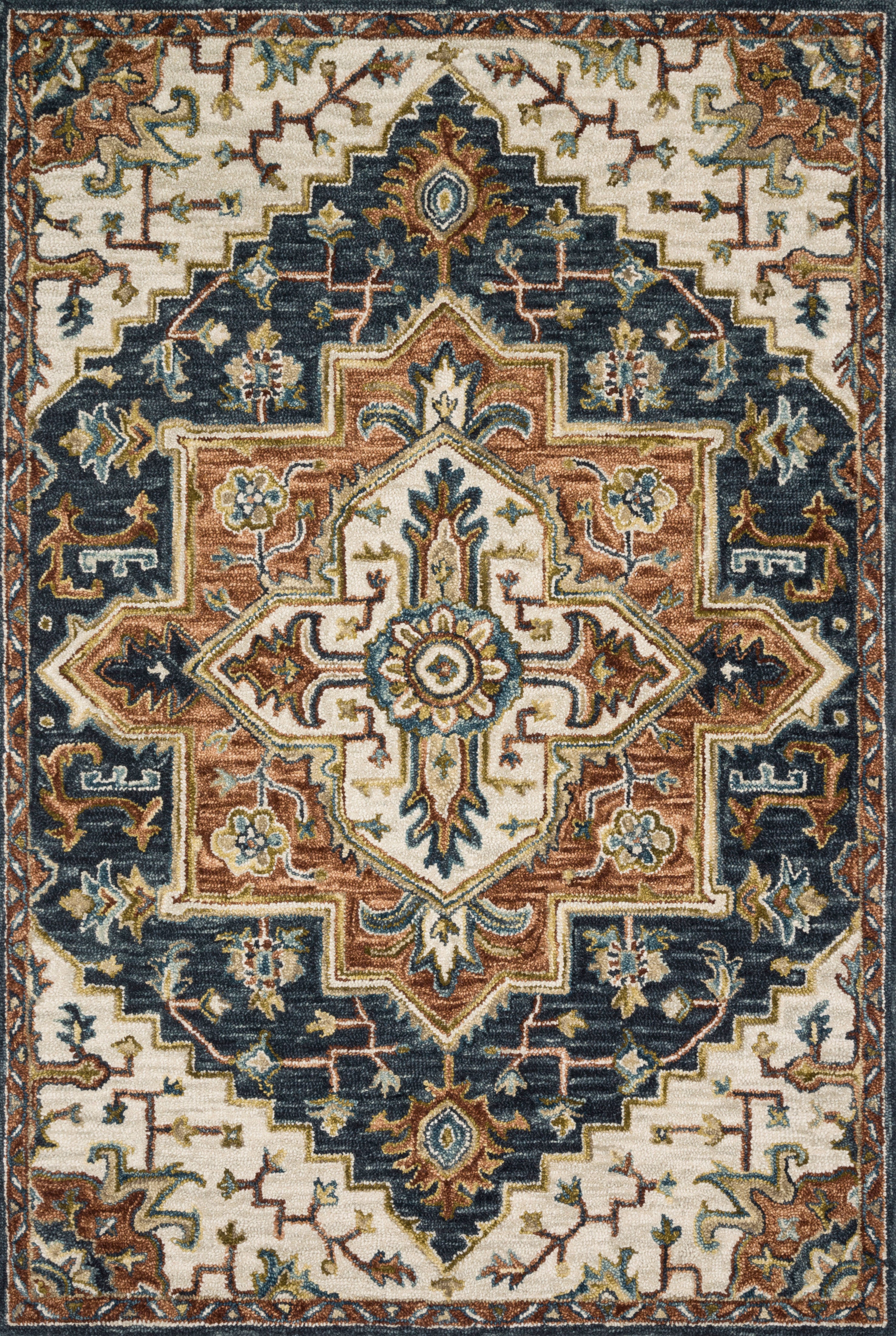 Dressed in calming blue and vibrant multi-toned hues with traditional detail, the Victoria VK-19 Blue / Multi Area Rug is a hooked 100% wool area rug that completes any room