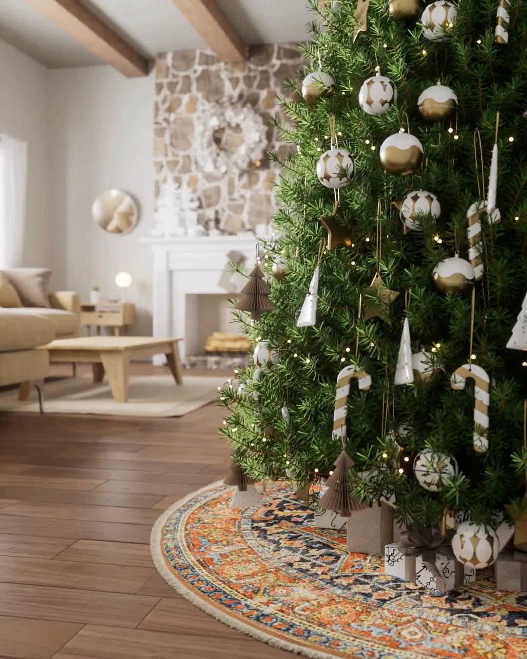 Vintage VTS-2 Navy Tree Skirt by Momeni