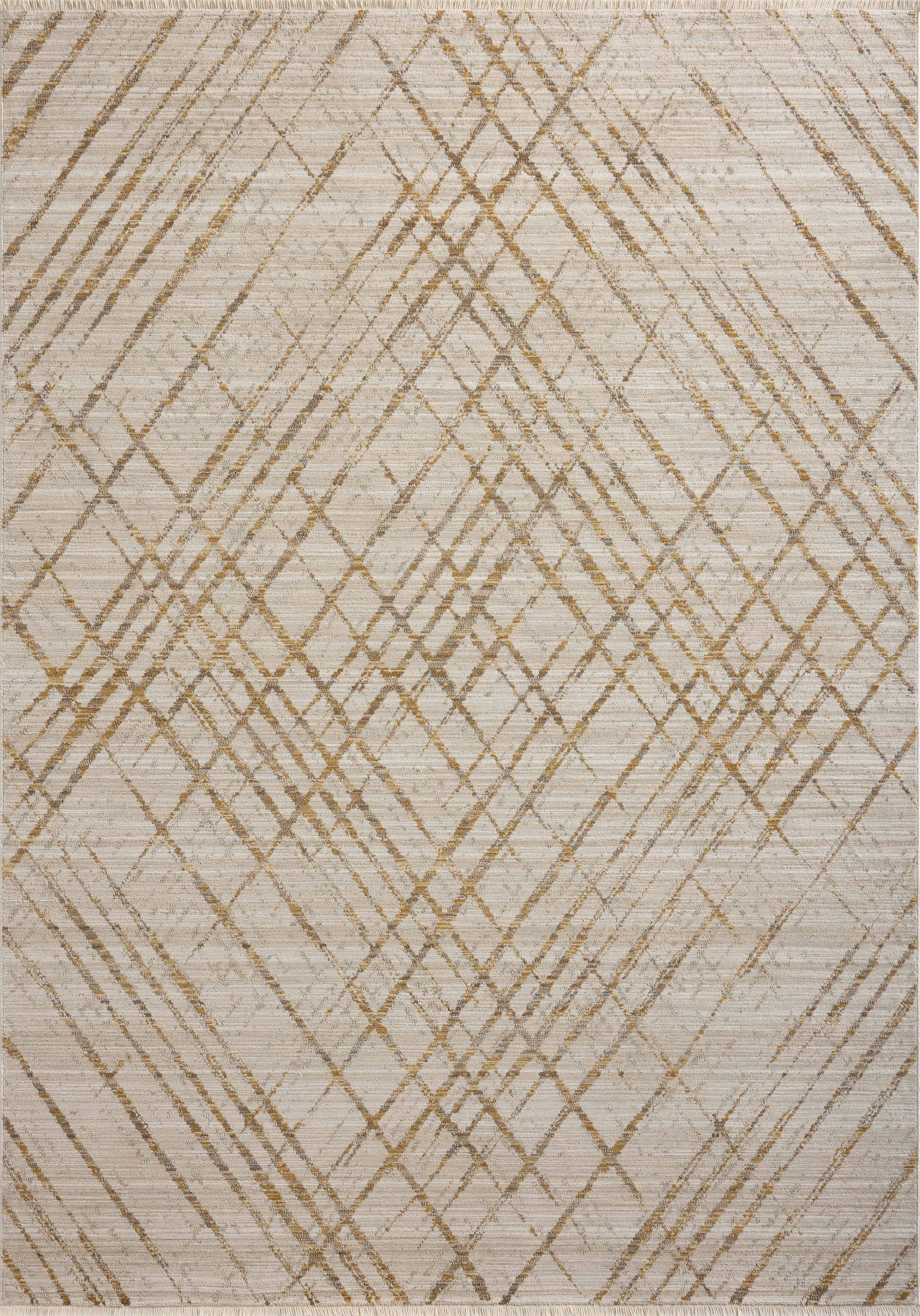 The Wade WAE-04 Beige / Gold Area Rug blends warm beige and radiant gold tones and abstract and linear motifs into a power-loomed 100% polyester area rug with timeless appeal