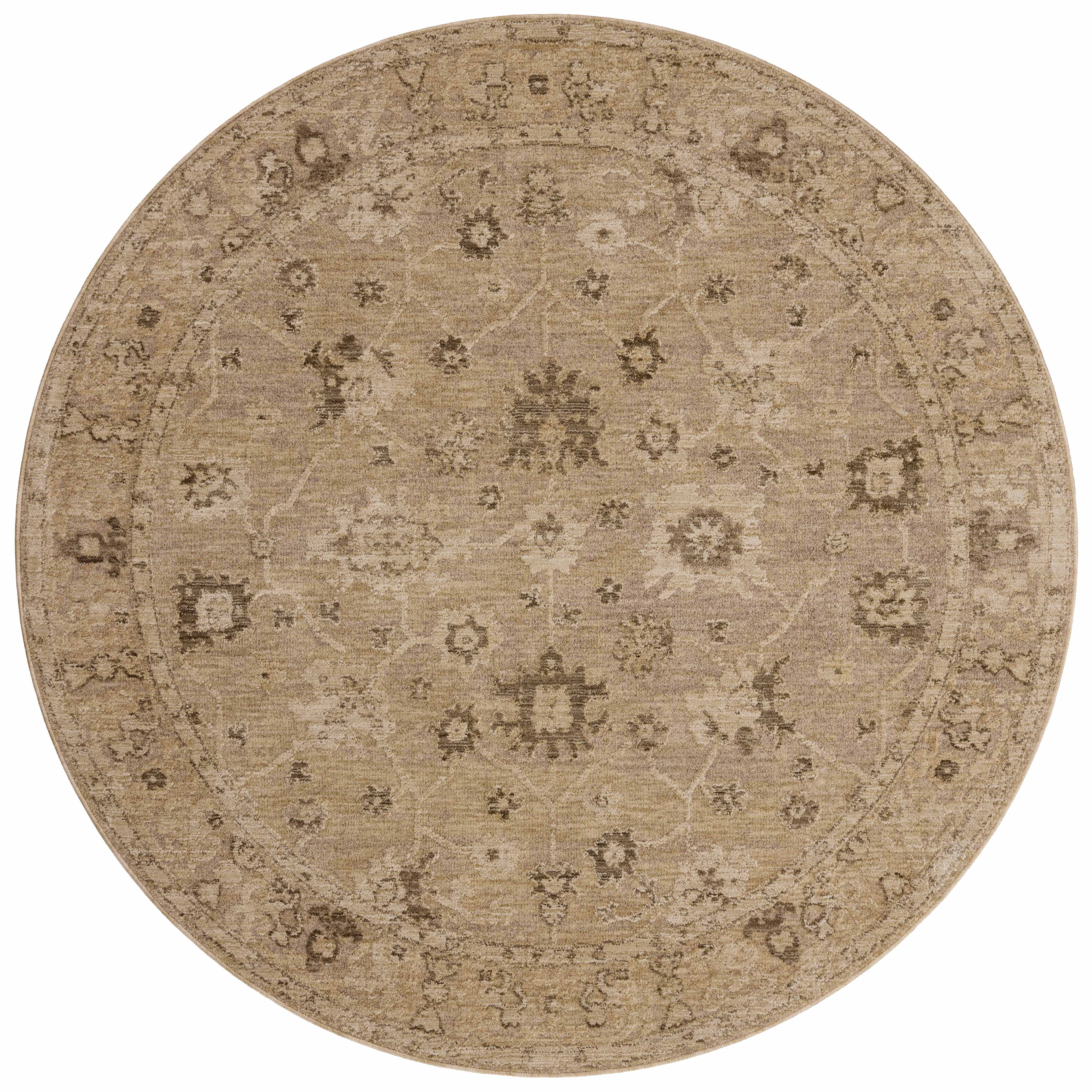 A power-loomed 100% polyester area rug featuring traditional and vintage design and versatile taupe and warm natural tones, the Willa WIA-02 Taupe / Natural Area Rug adds character to any room