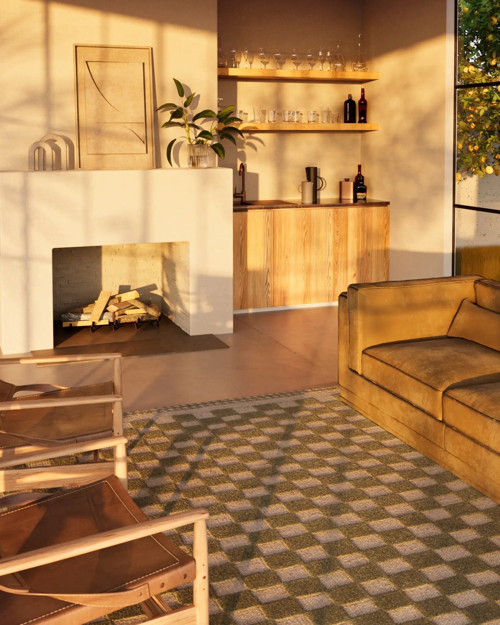Willow WLO-1 (Checkered) Green Area Rug by Momeni