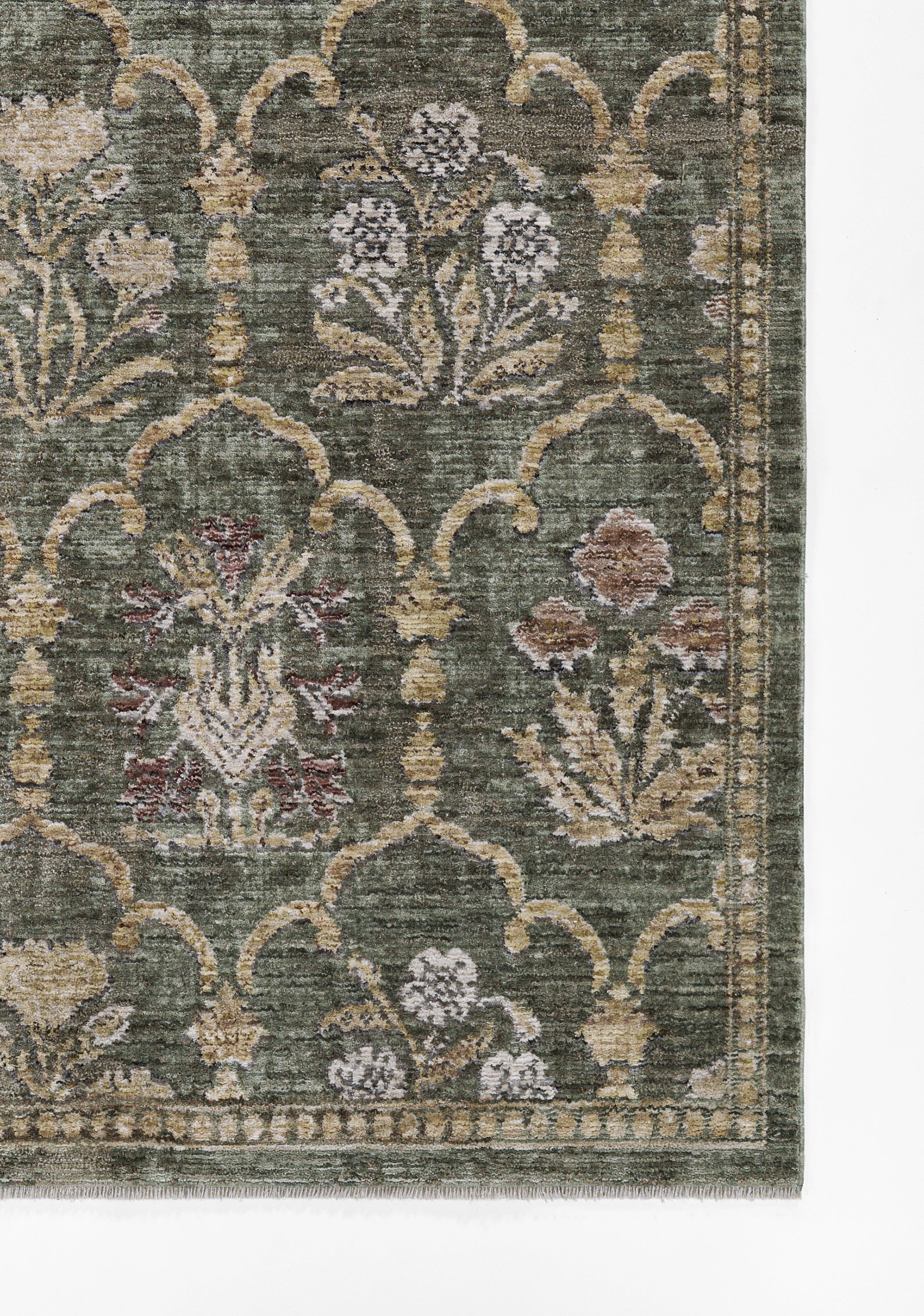 Momeni Wisteria WIS-1 Green Area Rug, floral rug with classic trellis lattice design