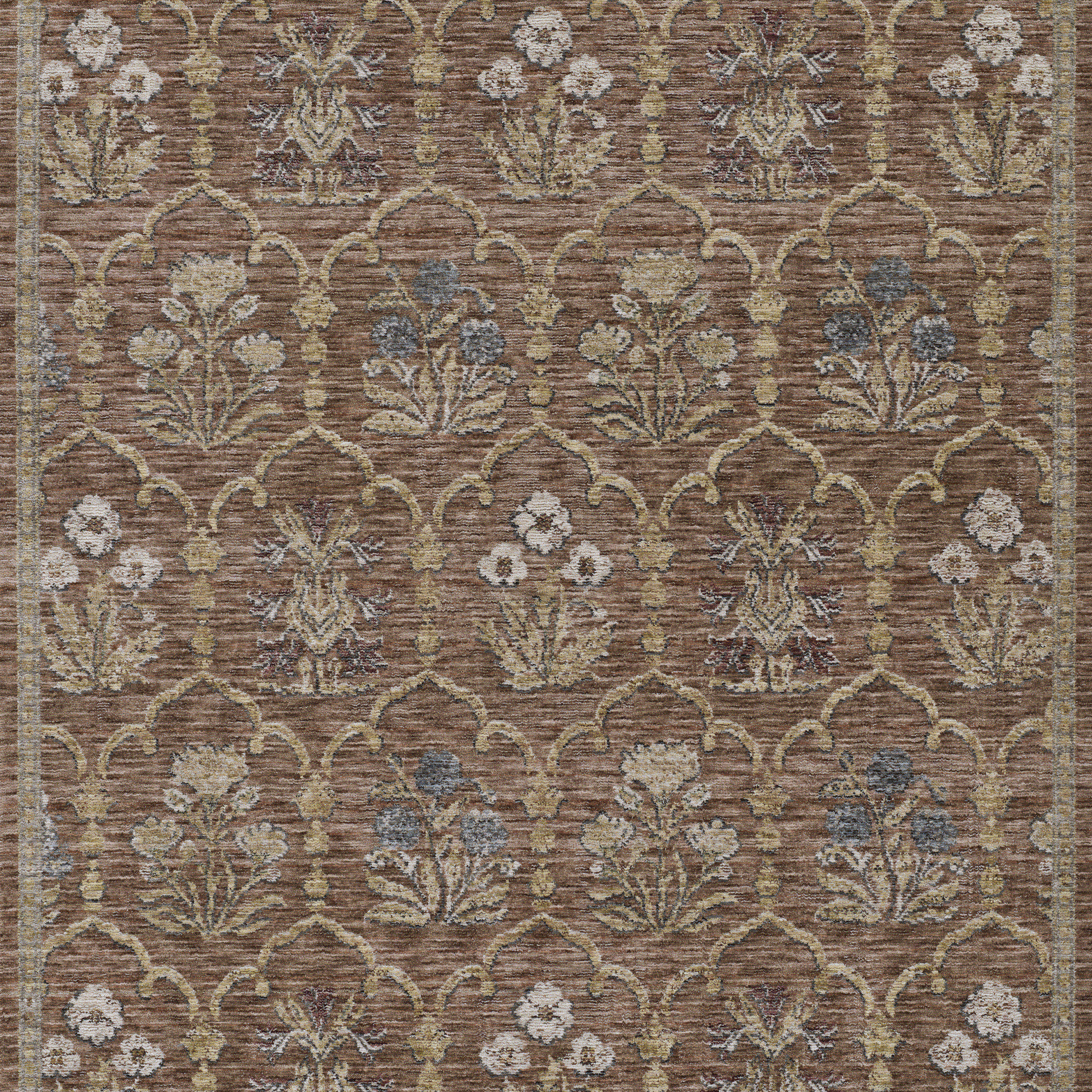 Momeni Wisteria WIS-1 Rust Area Rug, vintage floral rug with botanical pattern