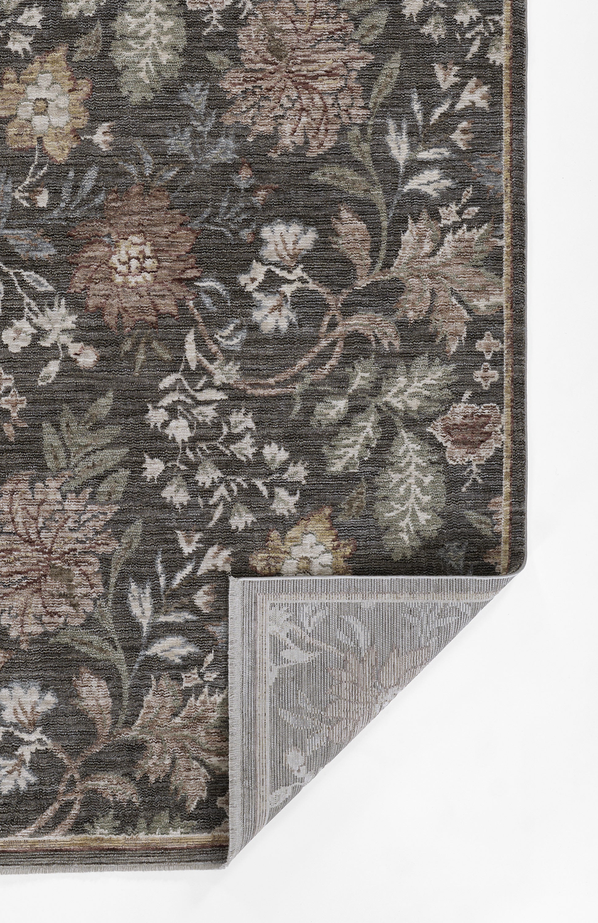 Momeni Wisteria WIS-2 Charcoal Area Rug, floral rug with layered botanical design