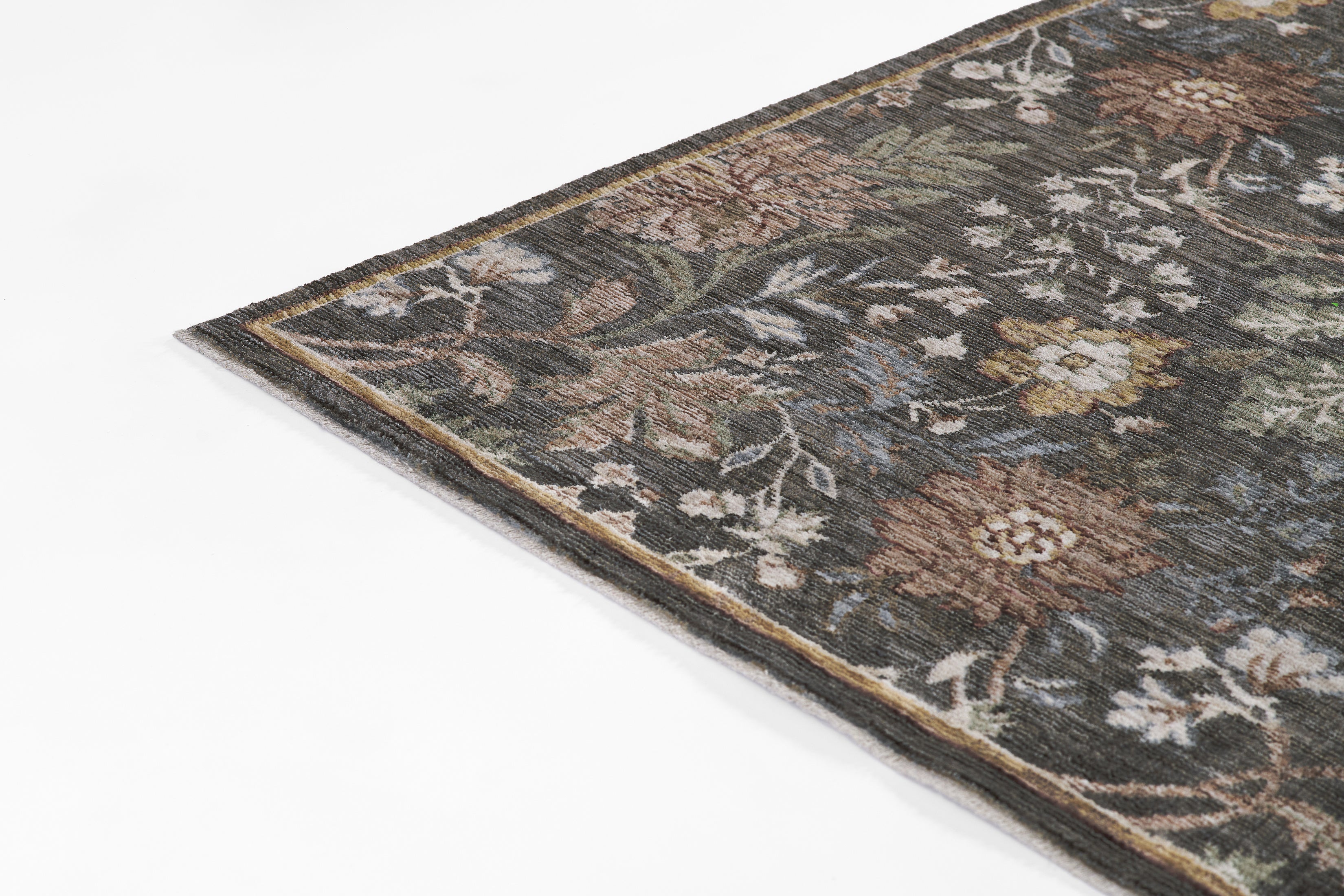 Momeni Wisteria WIS-2 Charcoal Area Rug, floral rug with layered botanical design