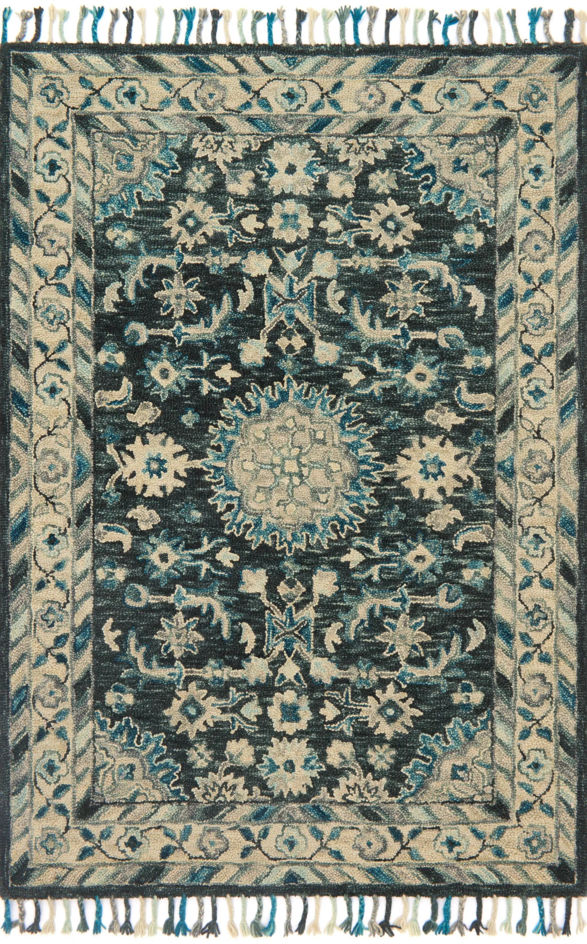 Zharah ZR-02 Teal / Grey Area Rug by Loloi