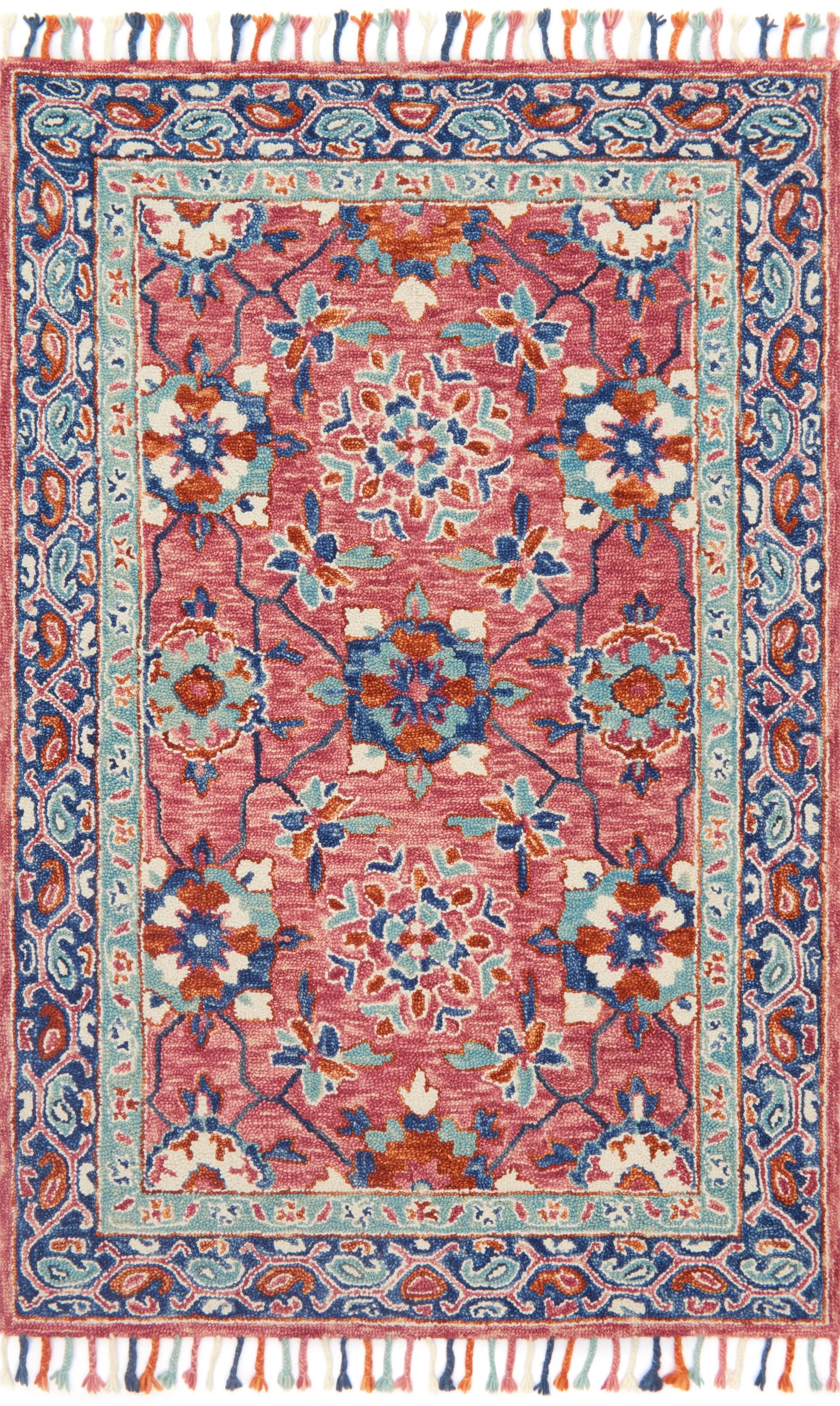 Zharah ZR-03 Rose / Denim Area Rug by Loloi