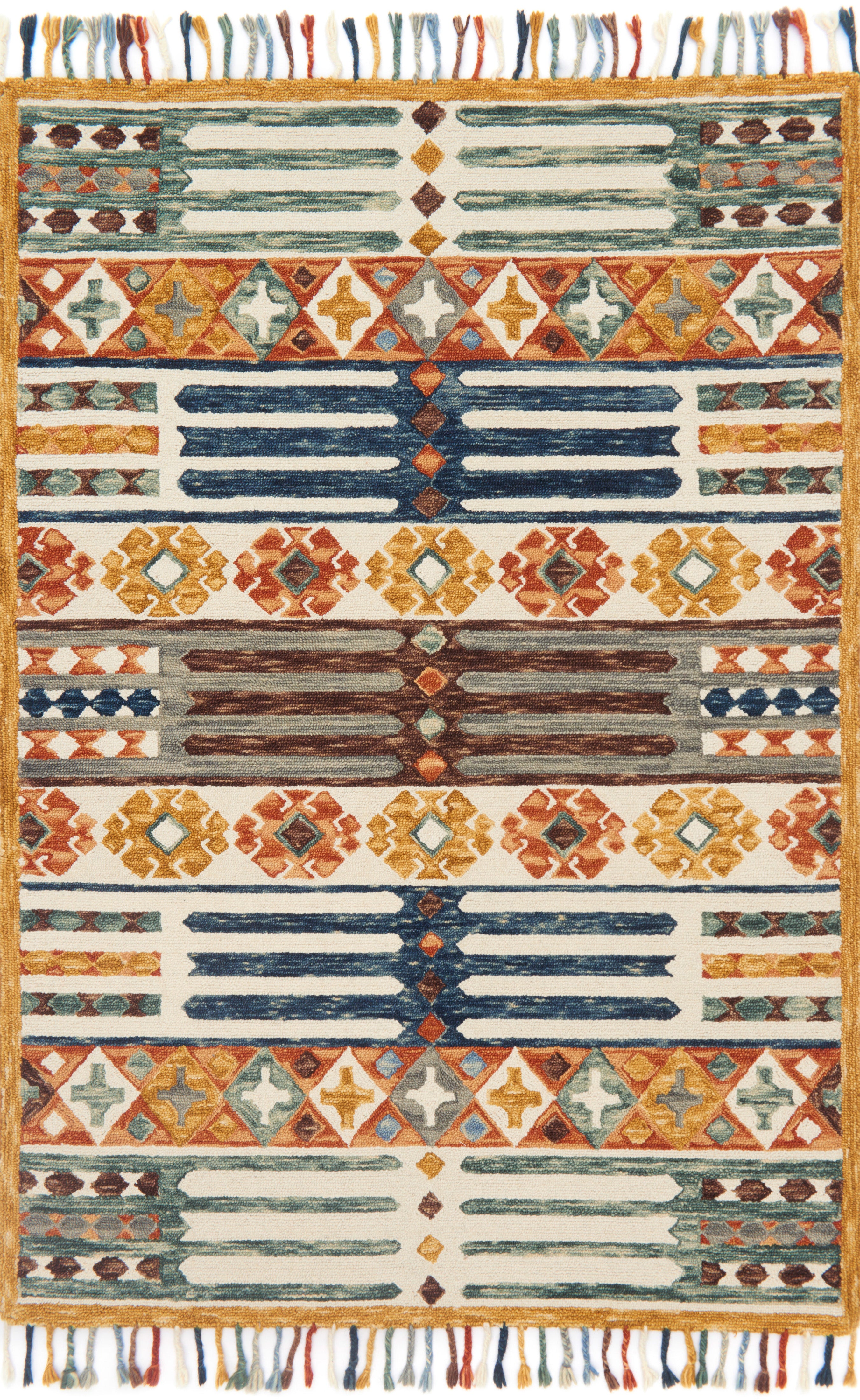 The Zharah ZR-08 Santa Fe Spice Area Rug combines santa fe spice tones with a hooked 100% wool area rug for effortless elegance