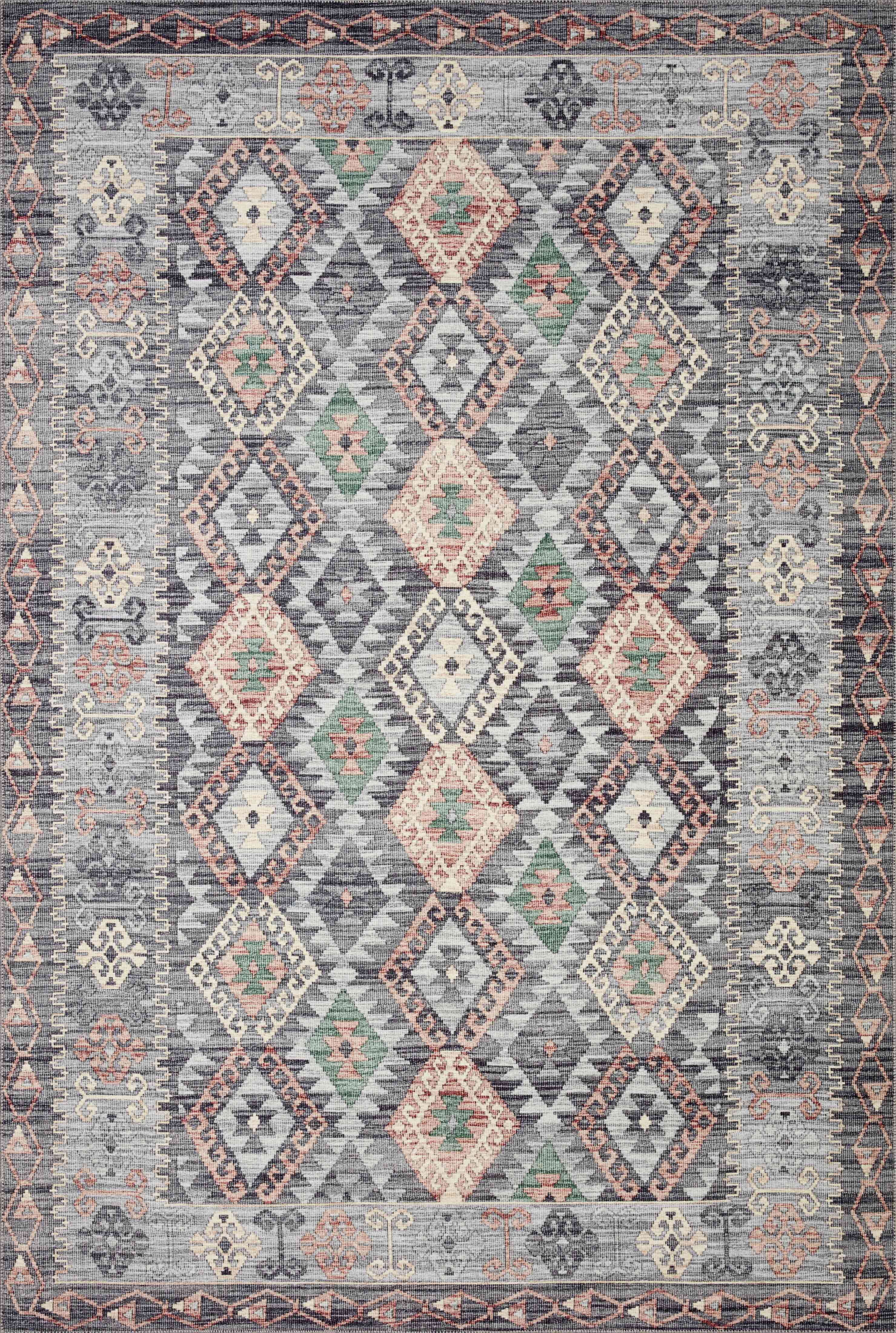 Finished in elegant grey and vibrant multi-toned tones, the Zion ZIO-01 Grey / Multi Area Rug is a power-loomed 100% polyester area rug for modern living