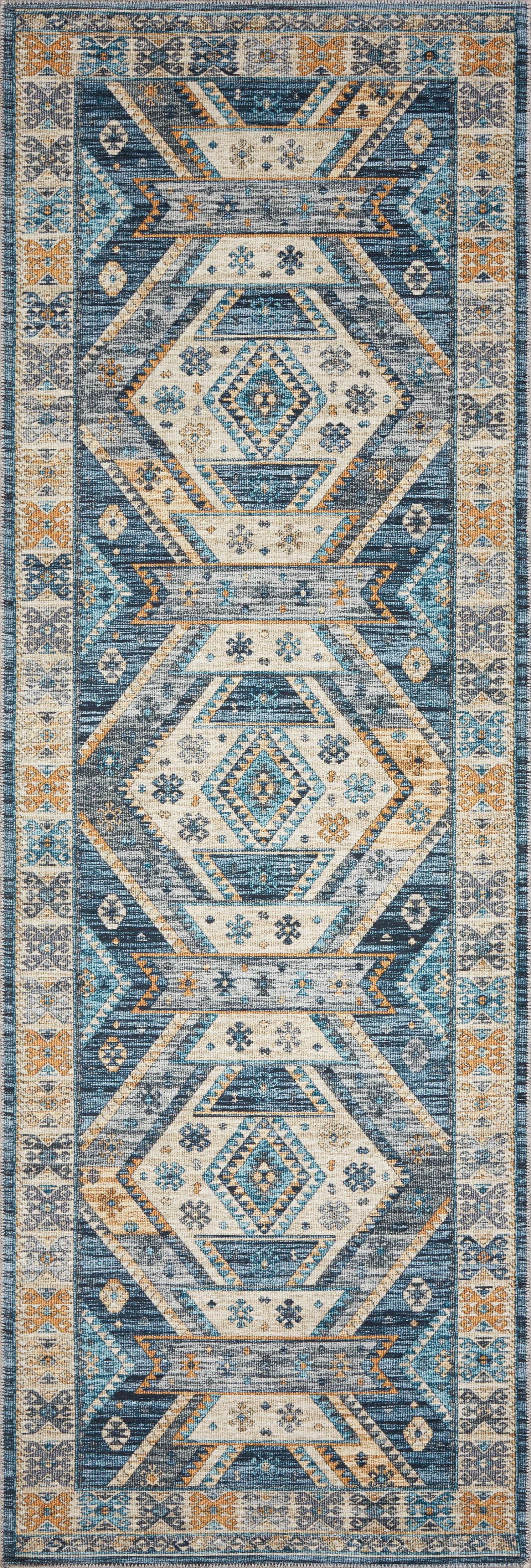 A power-loomed 100% polyester area rug in serene ocean and radiant gold hues, the Zion ZIO-02 Ocean / Gold Area Rug is a standout in any décor