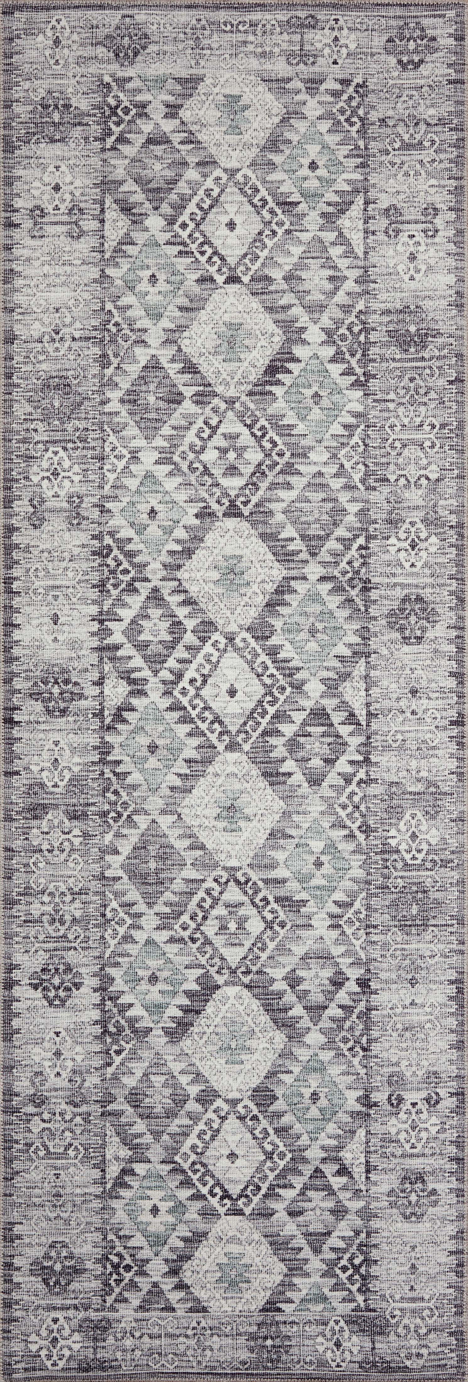 The Zion ZIO-03 Charcoal / Slate Area Rug highlights deep charcoal and cool slate tones in a beautifully made power-loomed 100% polyester area rug