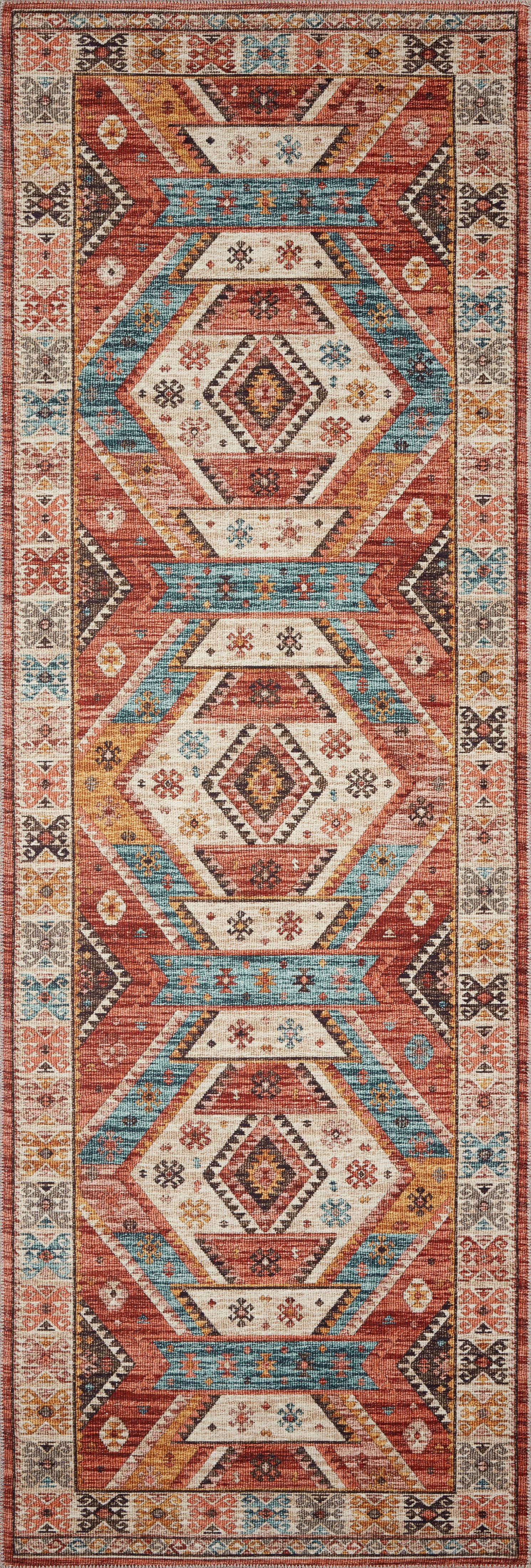 The Zion ZIO-05 Red / Multi Area Rug transforms any space with bold red and vibrant multi-toned tones in a power-loomed 100% polyester area rug