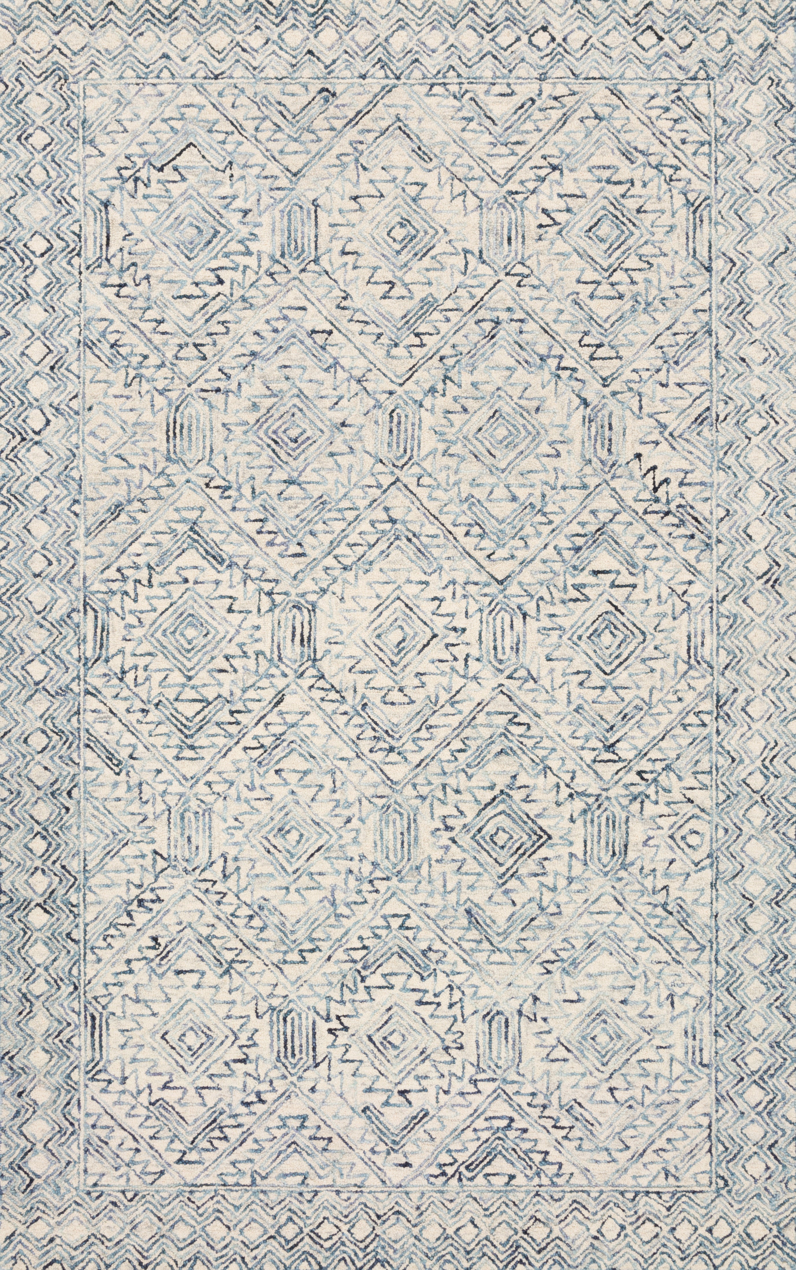 The Ziva ZV-03 Bluestone Area Rug showcases bluestone tones in a hand-tufted 100% wool area rug with contemporary and linear style
