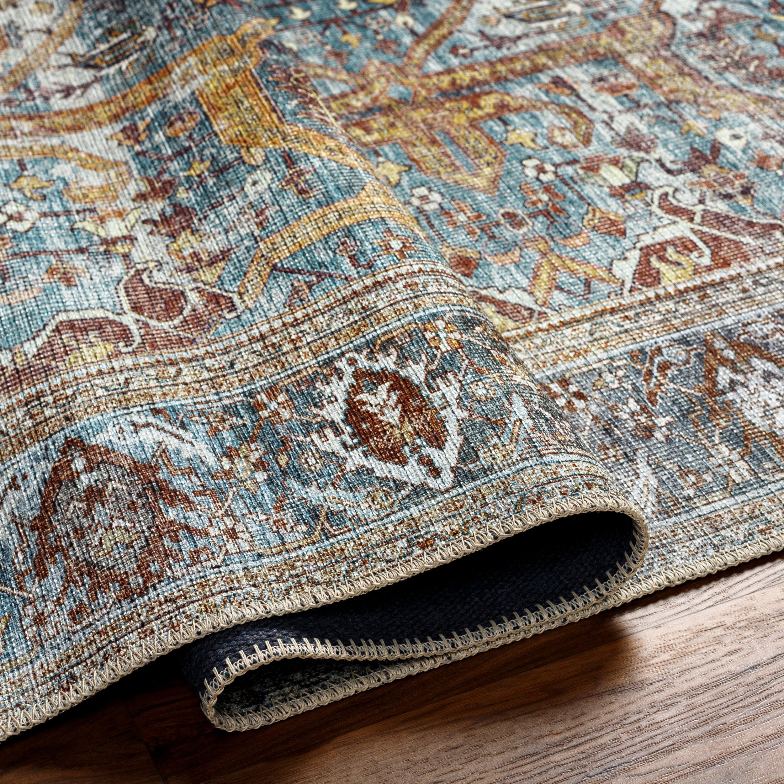 Surya Amelie AML-2370 Deep Teal Machine Washable Area Rug by LIVABLISS