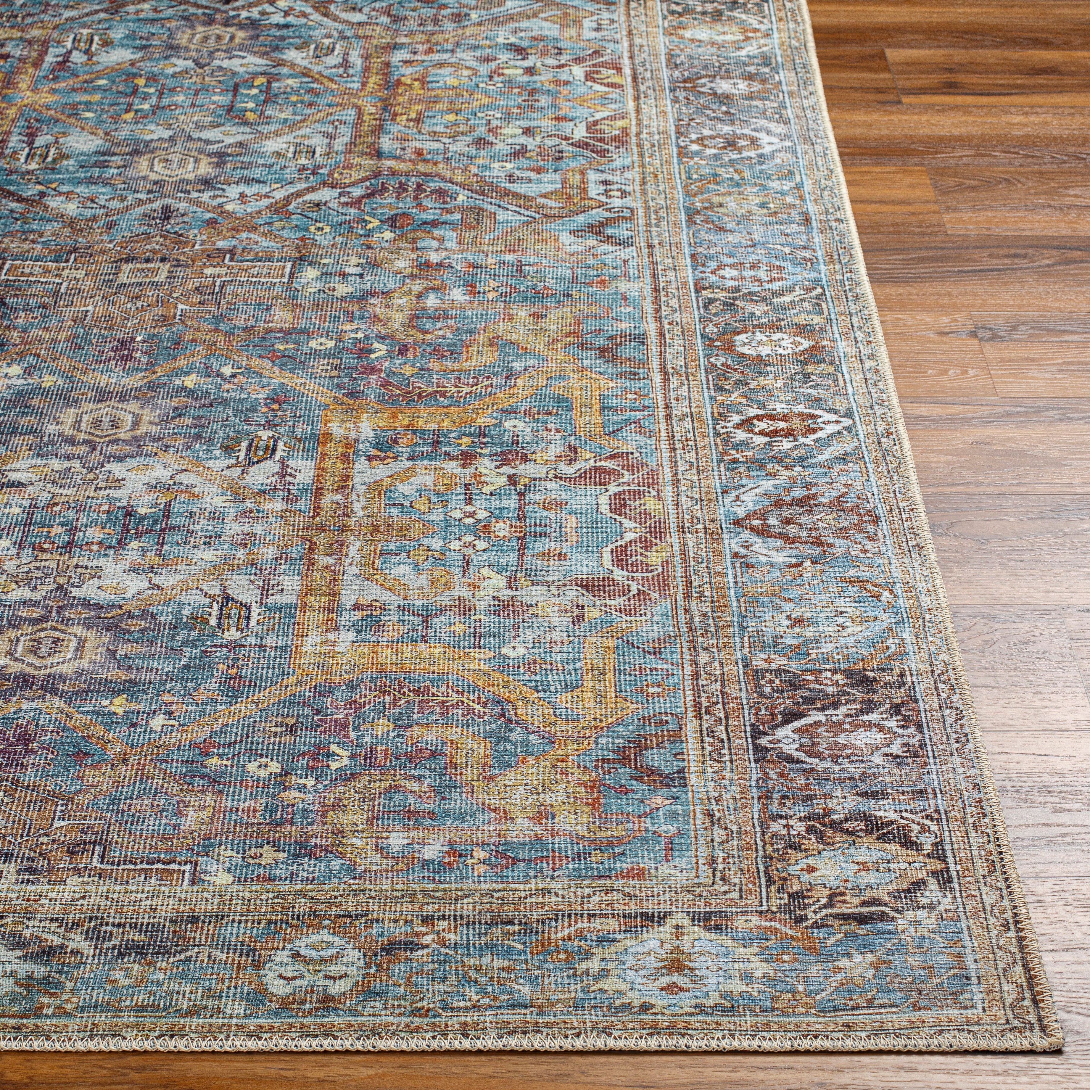 Surya Amelie AML-2370 Deep Teal Machine Washable Area Rug by LIVABLISS