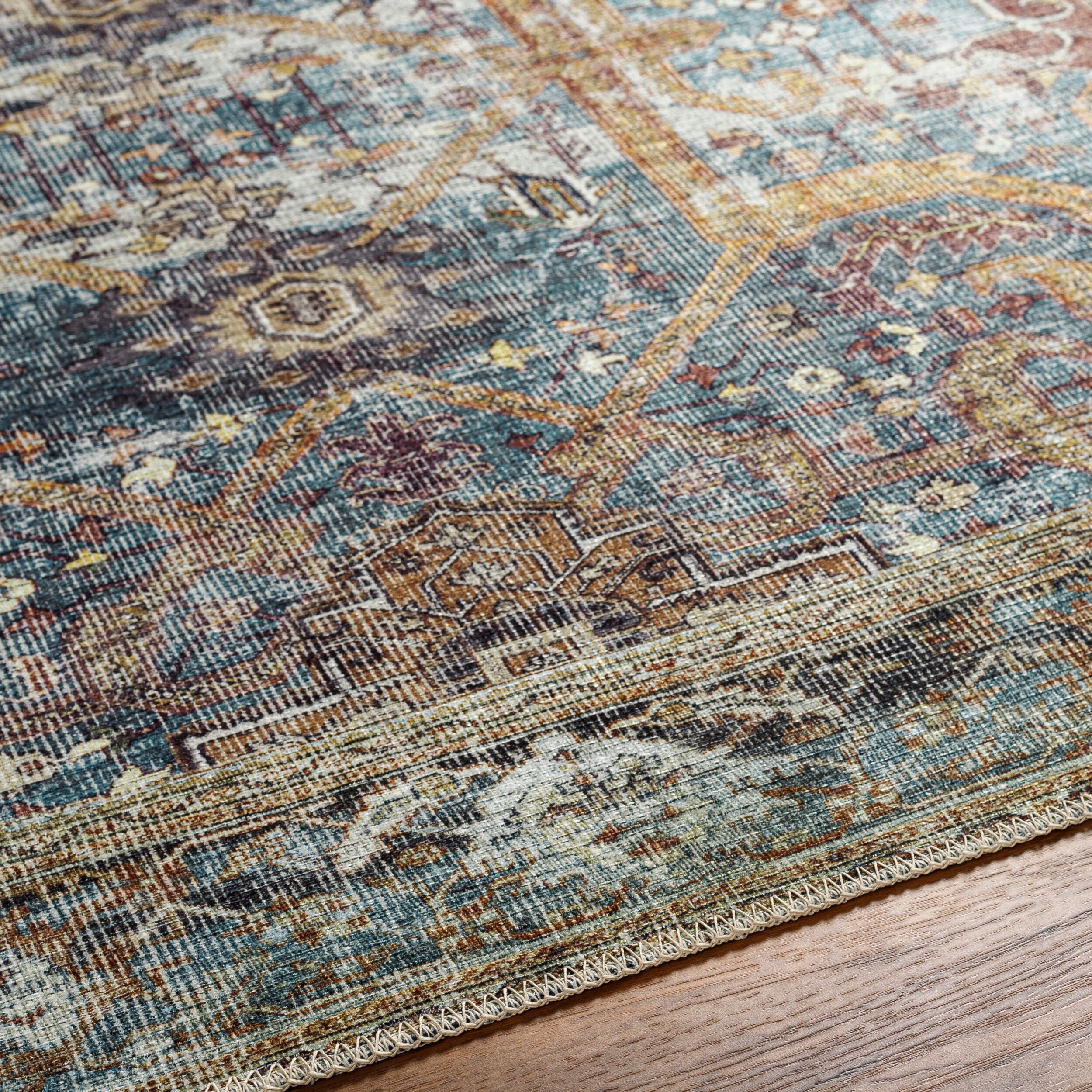 Surya Amelie AML-2370 Deep Teal Machine Washable Area Rug by LIVABLISS