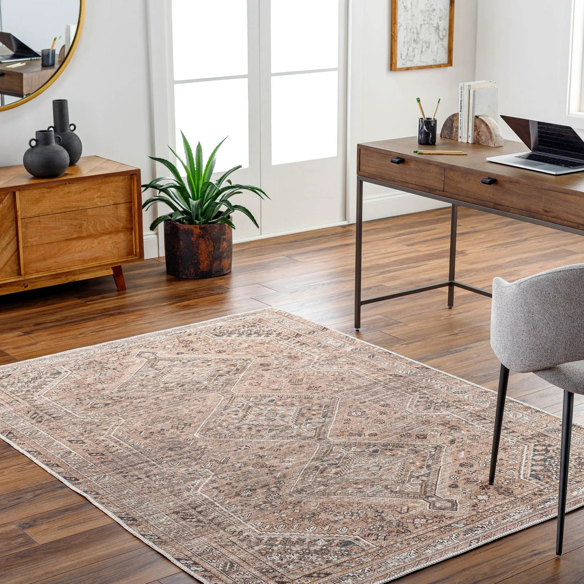 Amelie AML-2384 Light Brown Area Rug by LIVABLISS